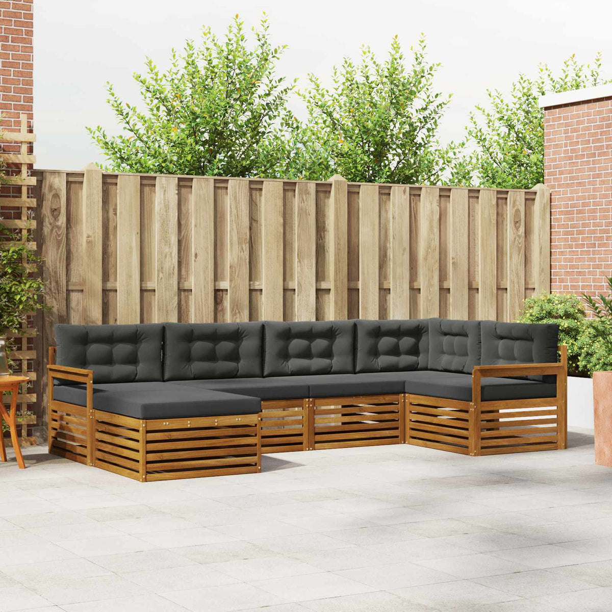 Outdoor-Sofagarnitur 6 stk. Natur und Anthrazit