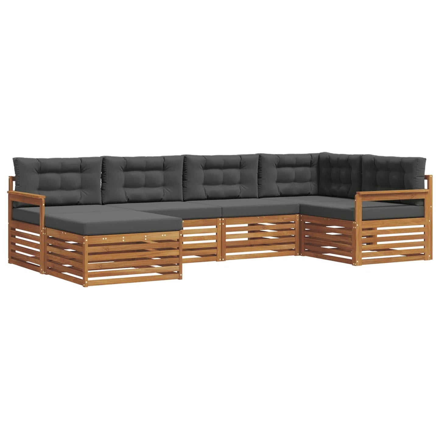 Outdoor-Sofagarnitur mit Kissen 6 pcs Natur und Anthrazit