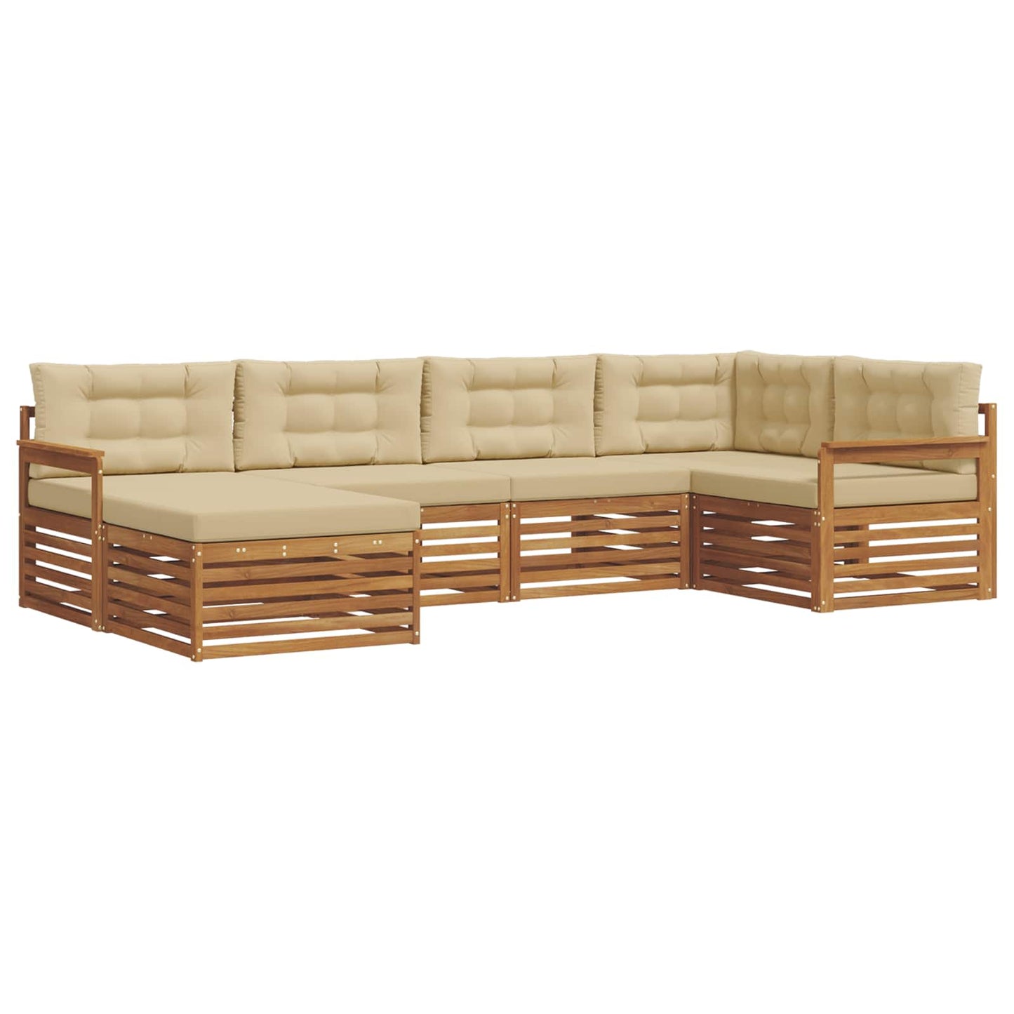 Outdoor-Sofagarnitur mit Kissen 6 pcs Natur und Beige
