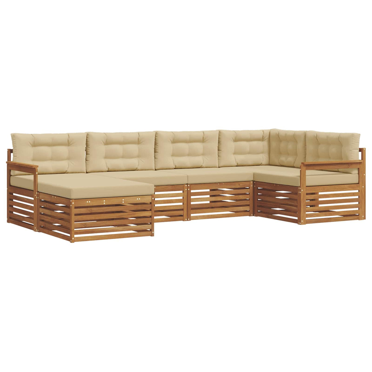 Outdoor-Sofagarnitur 6 stk. Natur und Beige