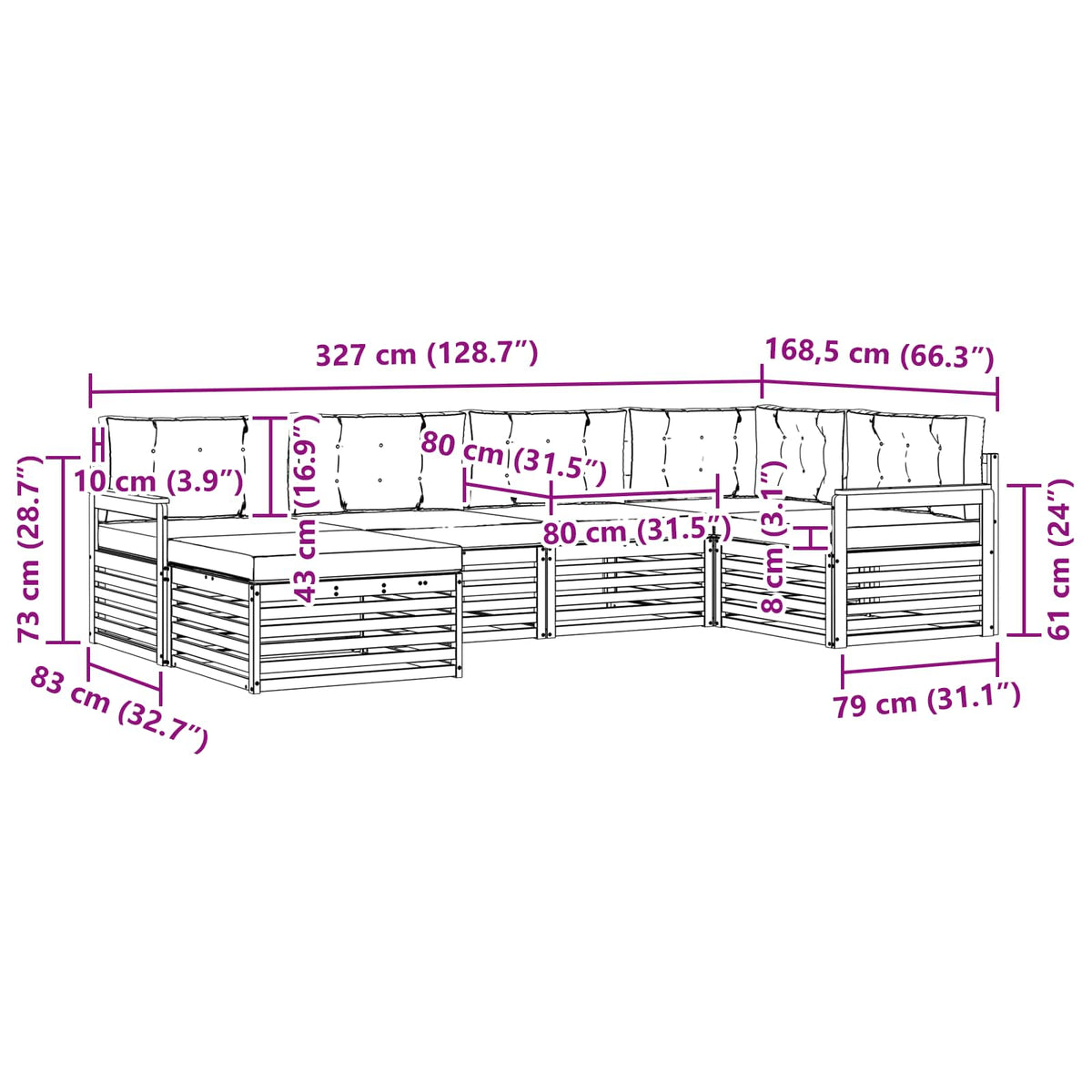 Outdoor-Sofagarnitur 6 stk. Natur und Beige