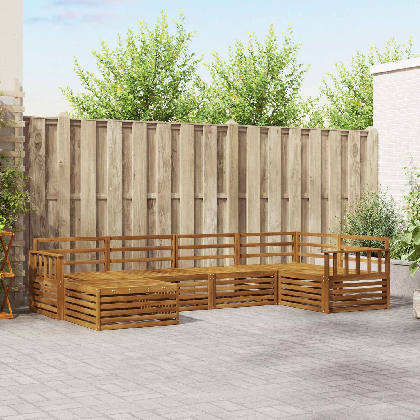 Outdoor-Sofagarnitur 6 pcs Natur Massivholz Akazie