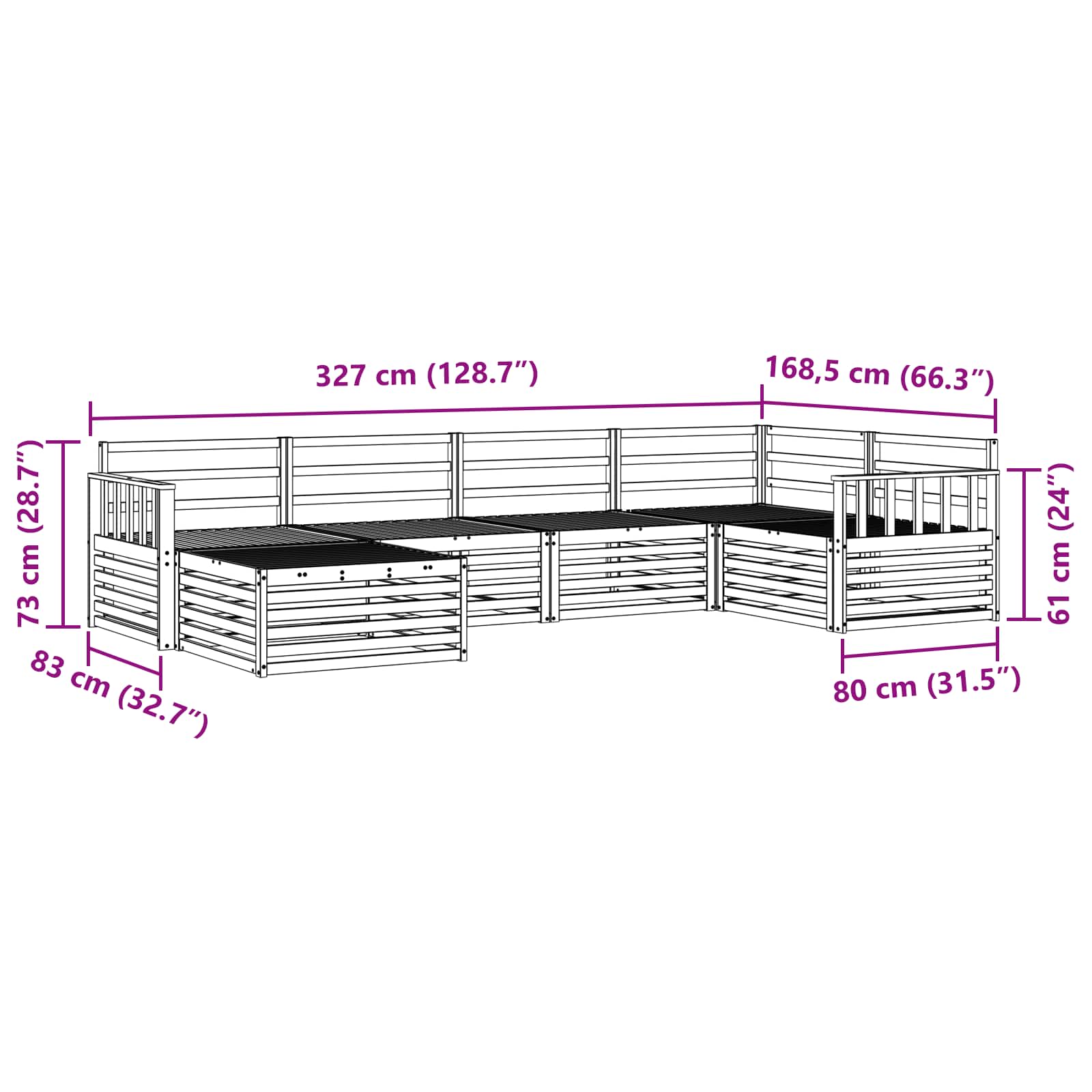 Outdoor-Sofagarnitur 6 pcs Natur Massivholz Akazie