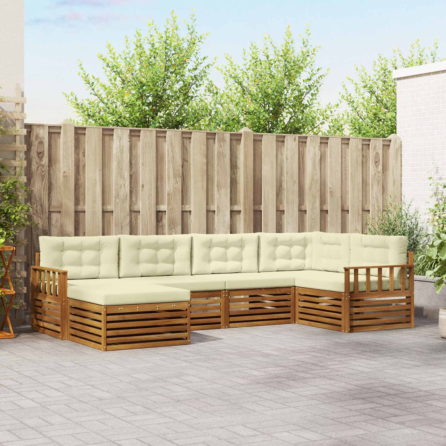 Outdoor-Sofagarnitur 6 stk. Natur und Creme