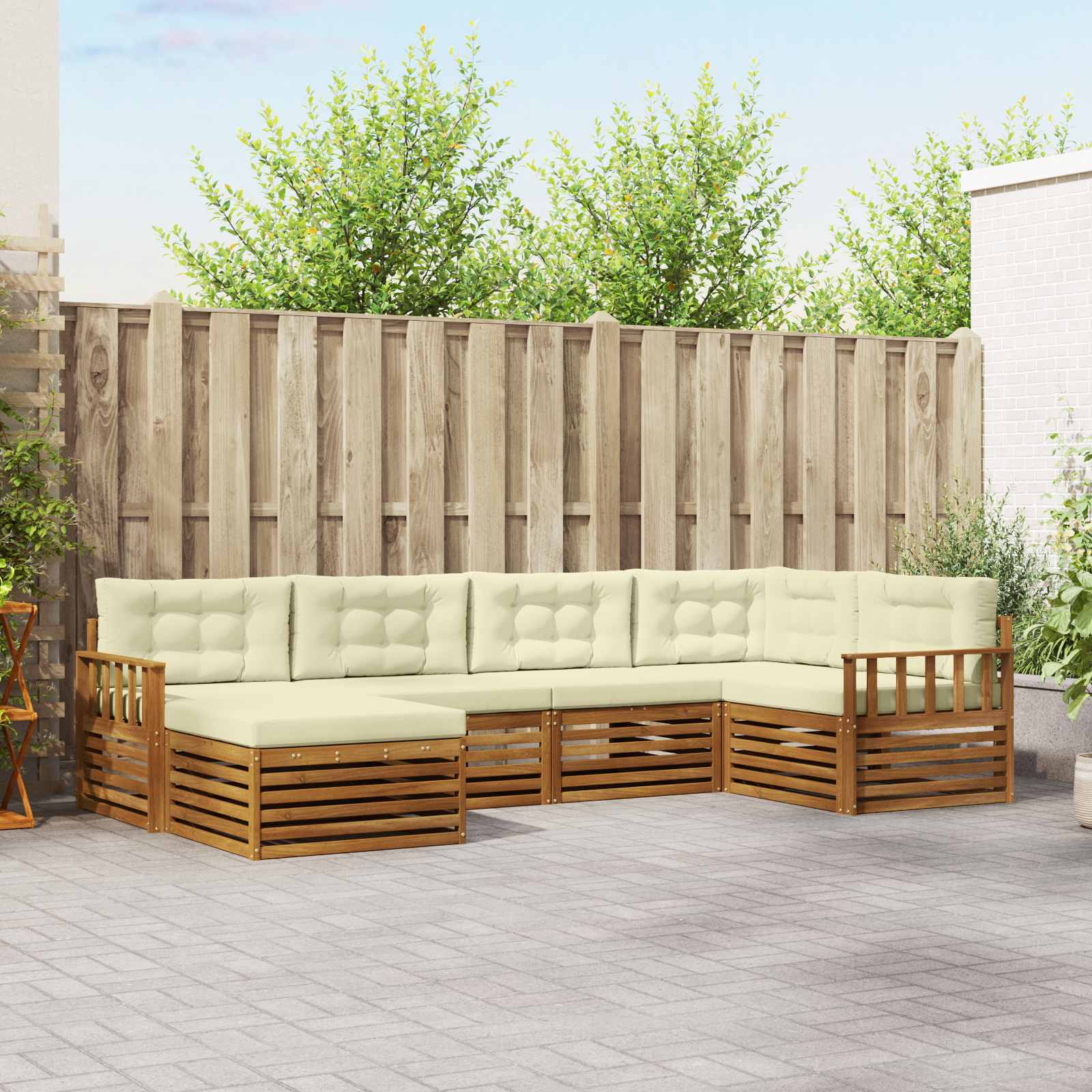 Outdoor-Sofagarnitur 6 stk. Natur und Creme