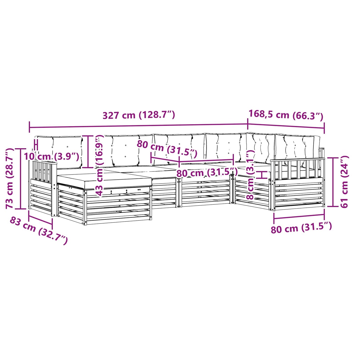 Outdoor-Sofagarnitur 6 stk. Natur und Creme
