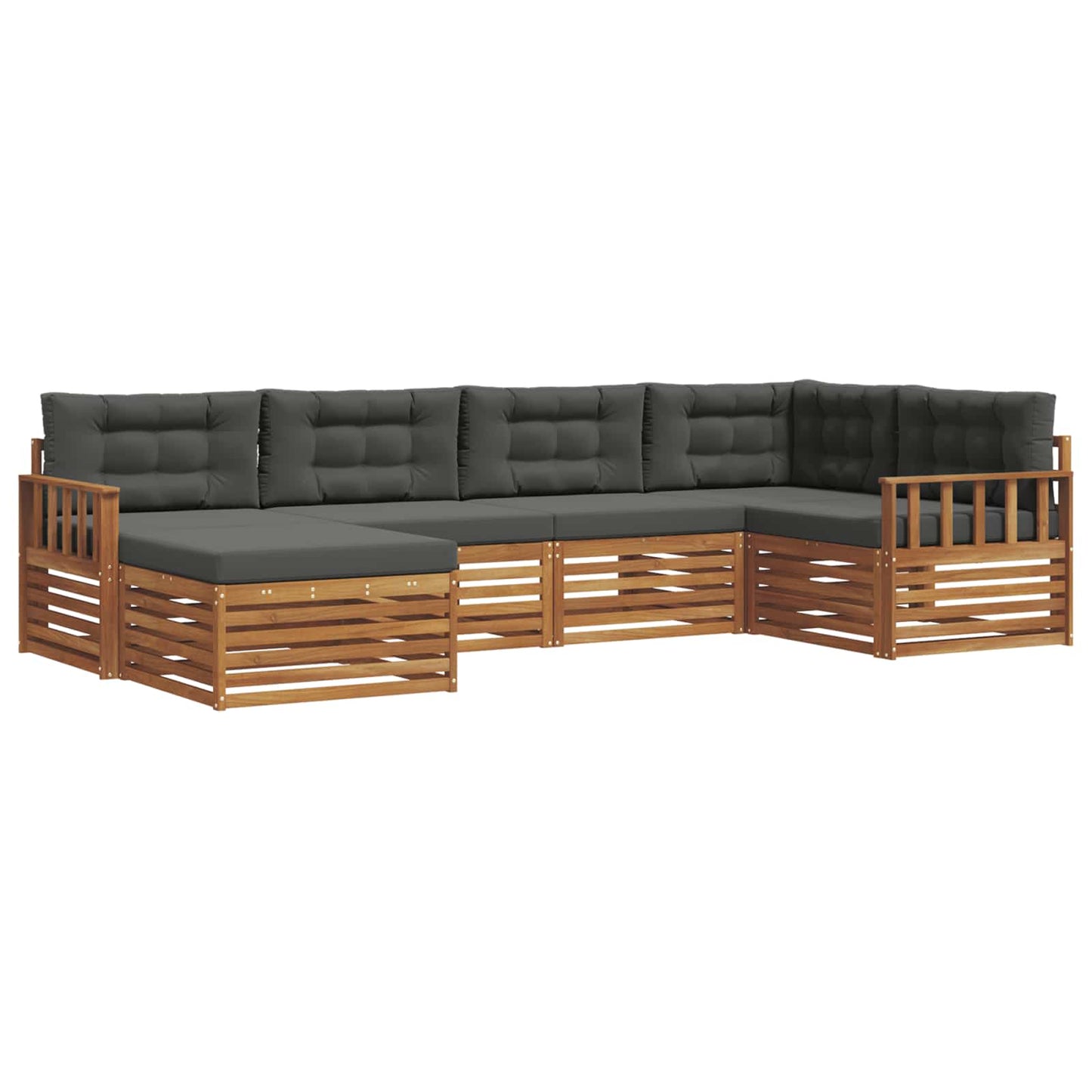 Outdoor-Sofagarnitur mit Kissen 6 pcs Natur und Anthrazit