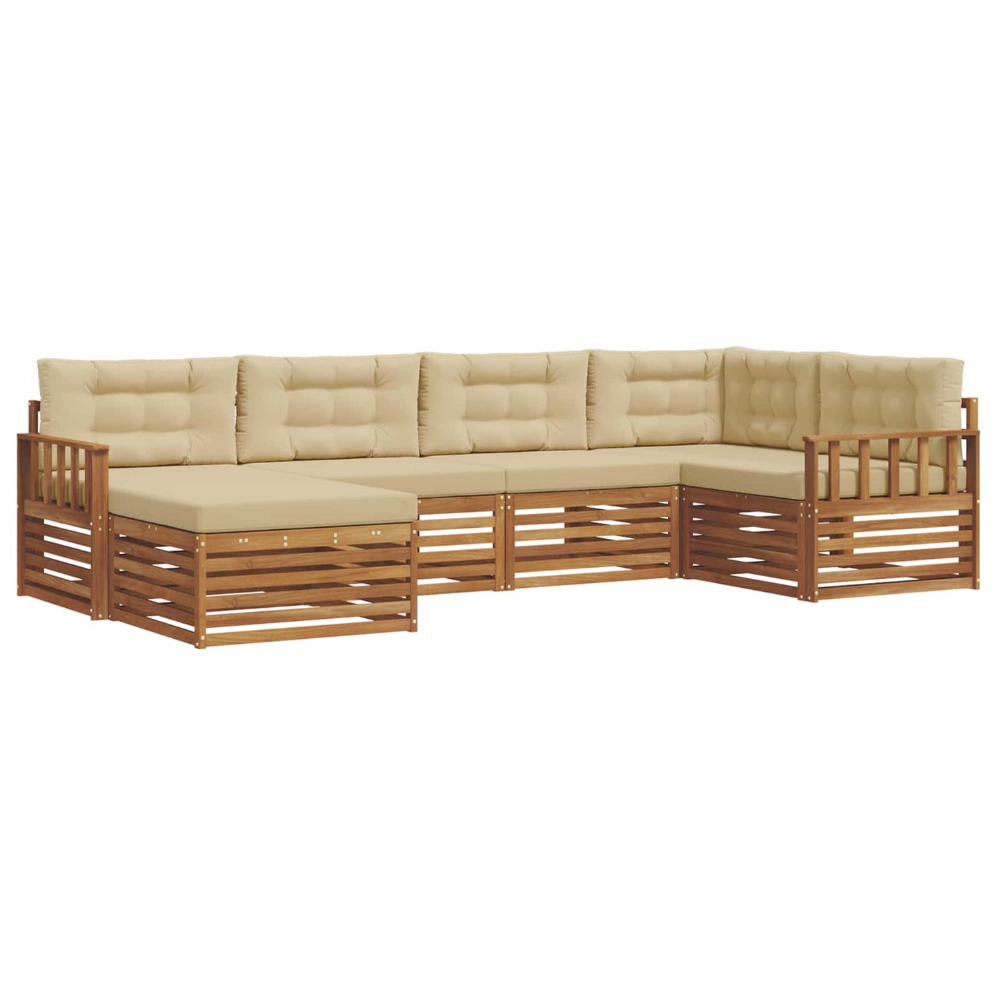 Outdoor-Sofagarnitur mit Kissen 6 pcs Natur und Beige