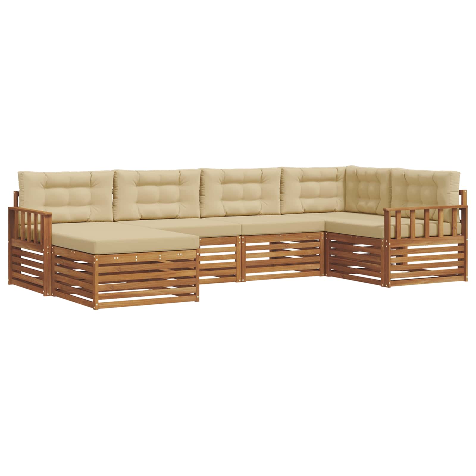 Outdoor-Sofagarnitur mit Kissen 6 pcs Natur und Beige