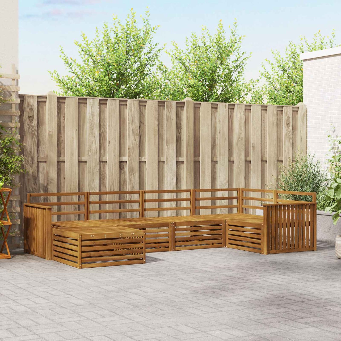 Outdoor-Sofagarnitur 6 pcs Natur Massivholz Akazie