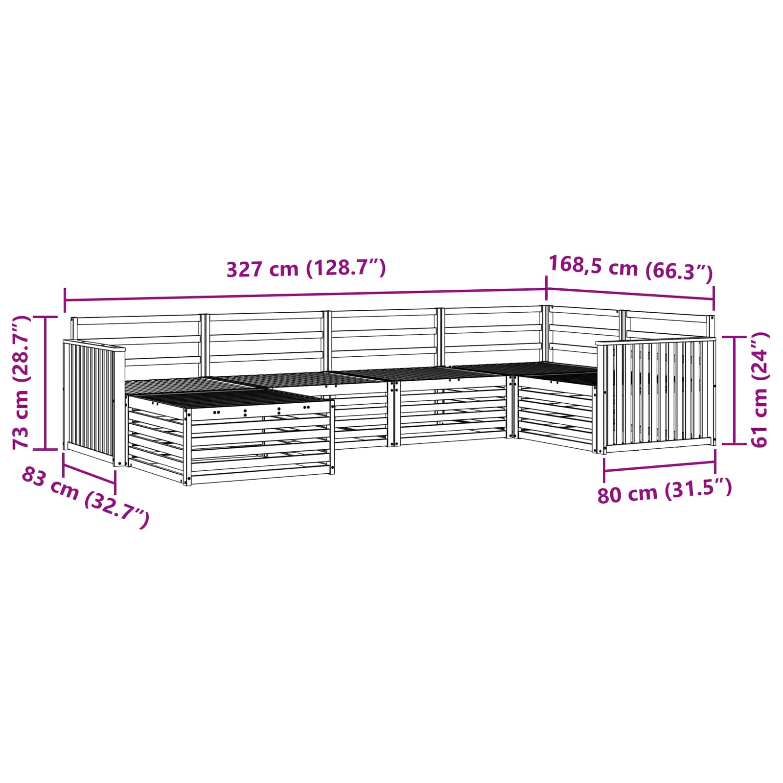Outdoor-Sofagarnitur 6 pcs Natur Massivholz Akazie