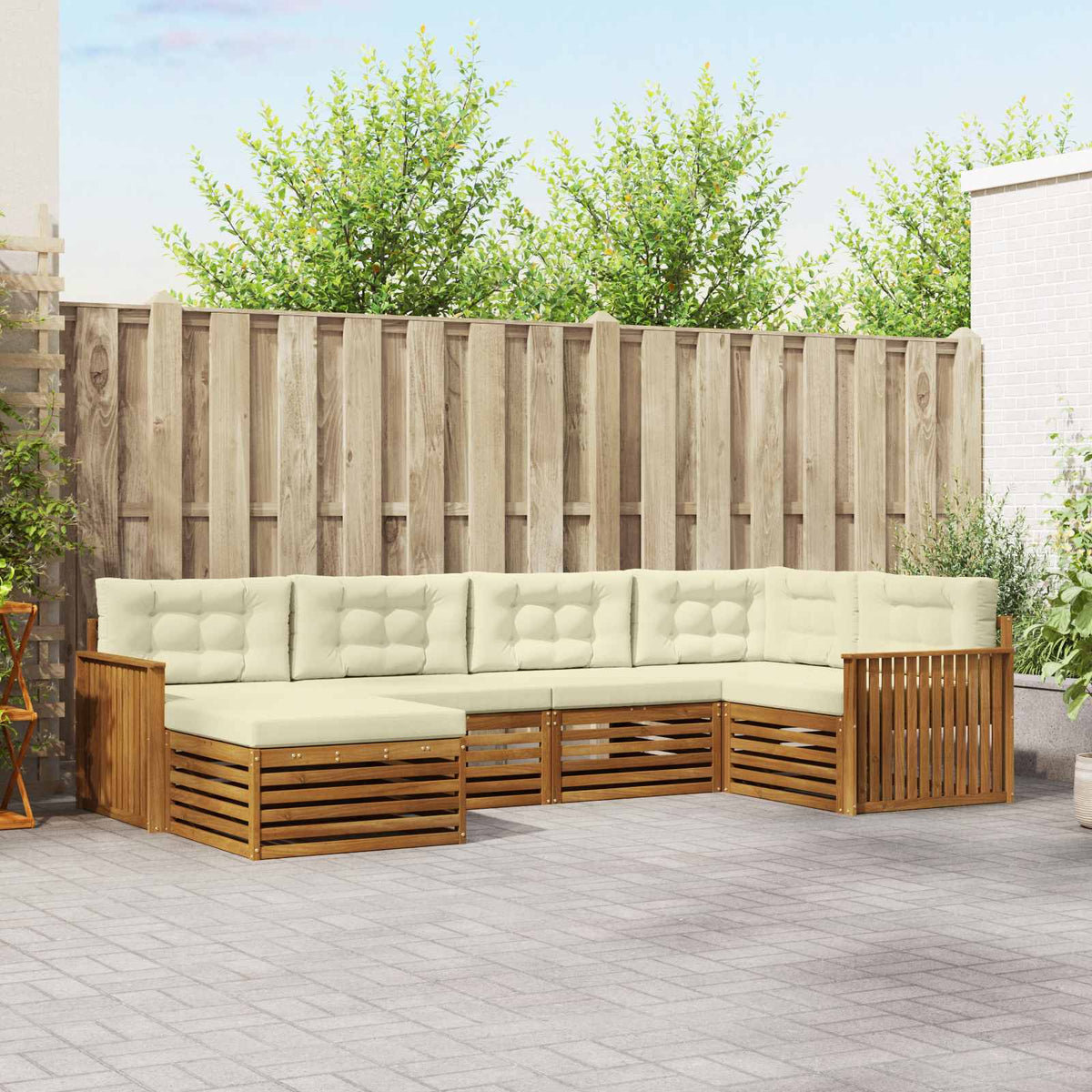 Outdoor-Sofagarnitur 6 stk. Natur und Creme