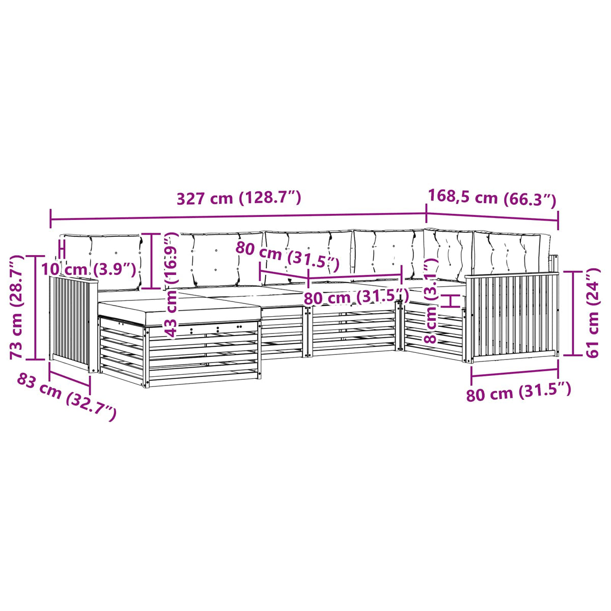 Outdoor-Sofagarnitur 6 stk. Natur und Creme