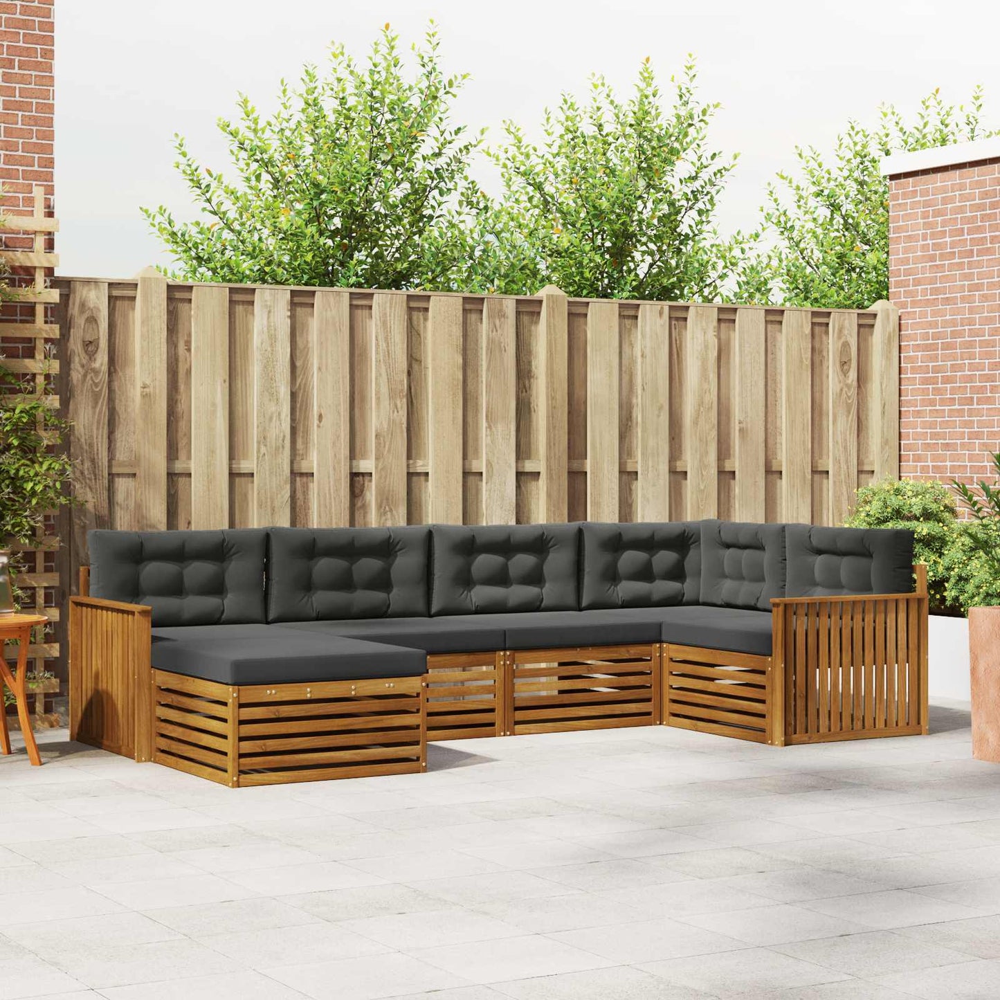 Outdoor-Sofagarnitur mit Kissen 6 pcs Natur und Anthrazit