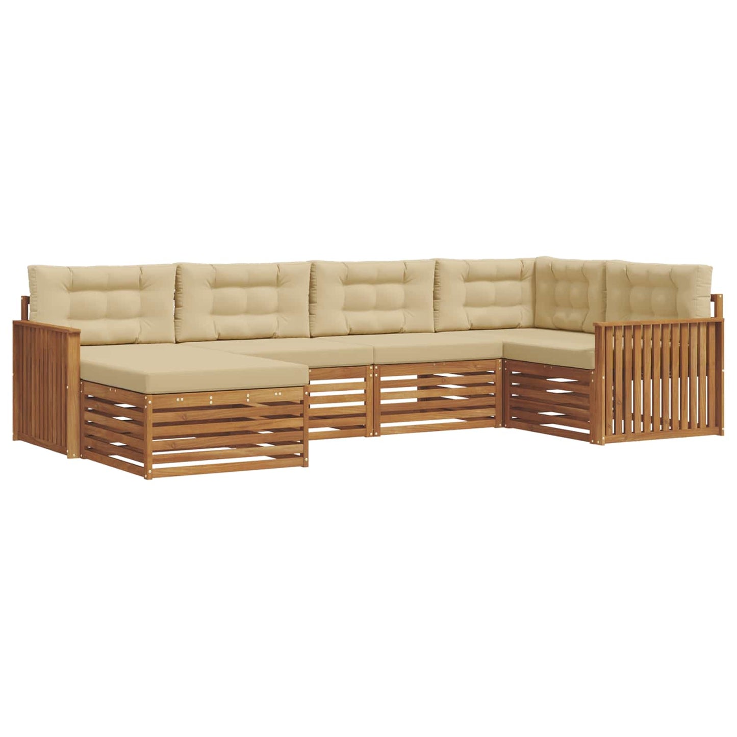 Outdoor-Sofagarnitur mit Kissen 6 pcs Natur und Beige