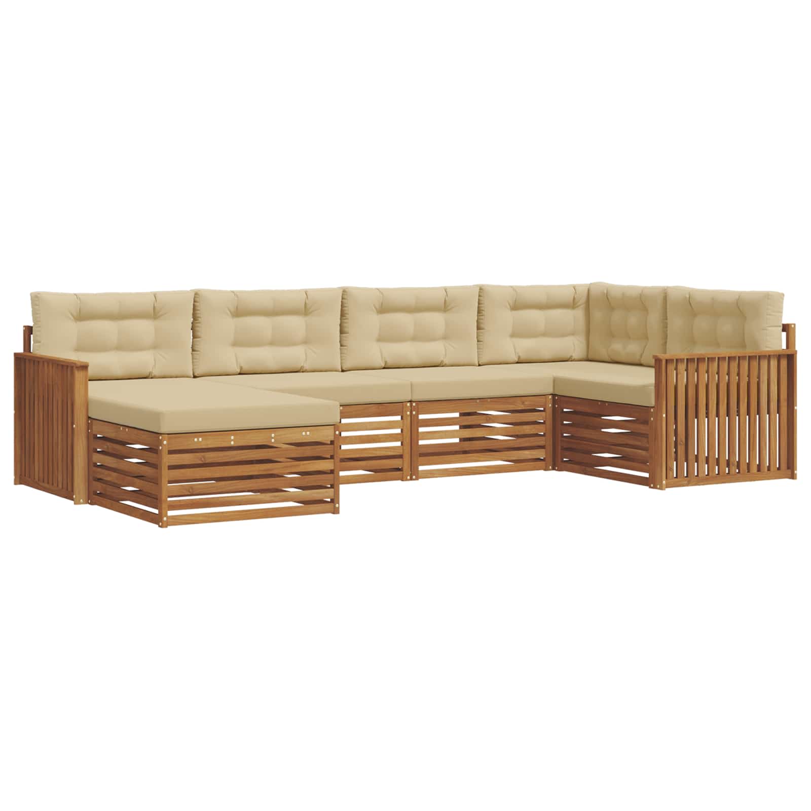 Outdoor-Sofagarnitur mit Kissen 6 pcs Natur und Beige
