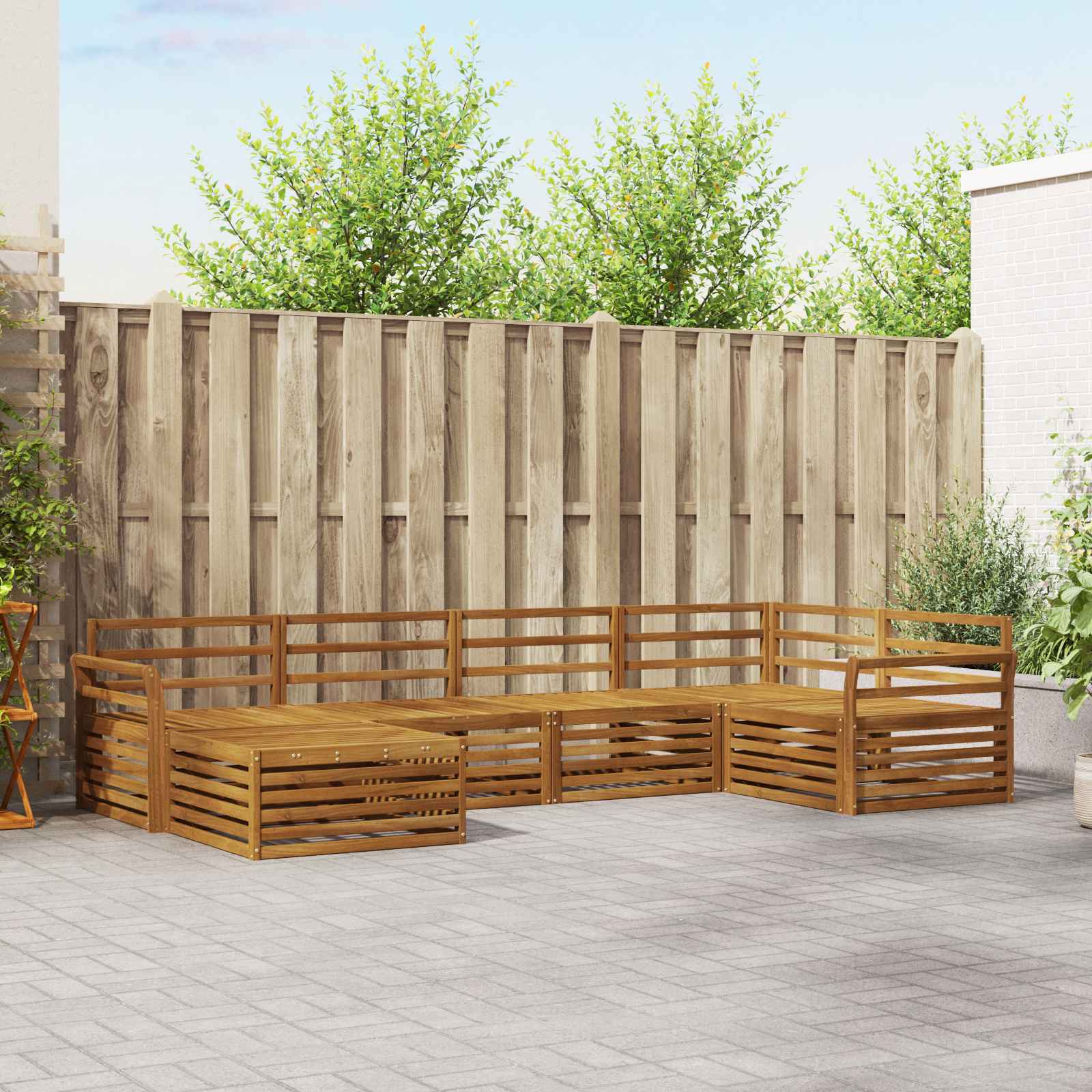 Outdoor-Sofagarnitur 6 pcs Natur Massivholz Akazie