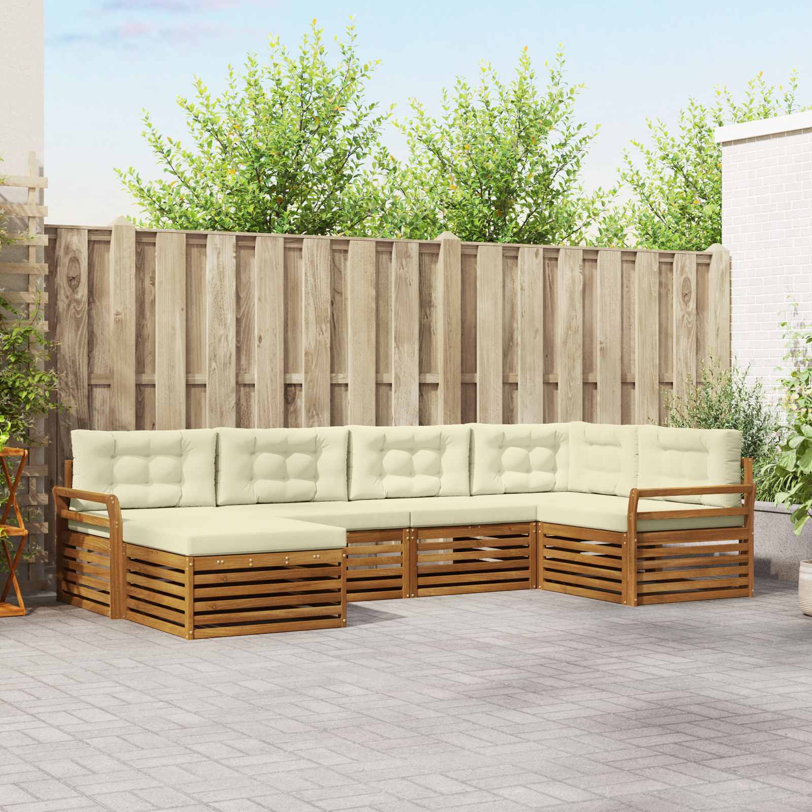 Outdoor-Sofagarnitur 6 stk. Natur und Creme