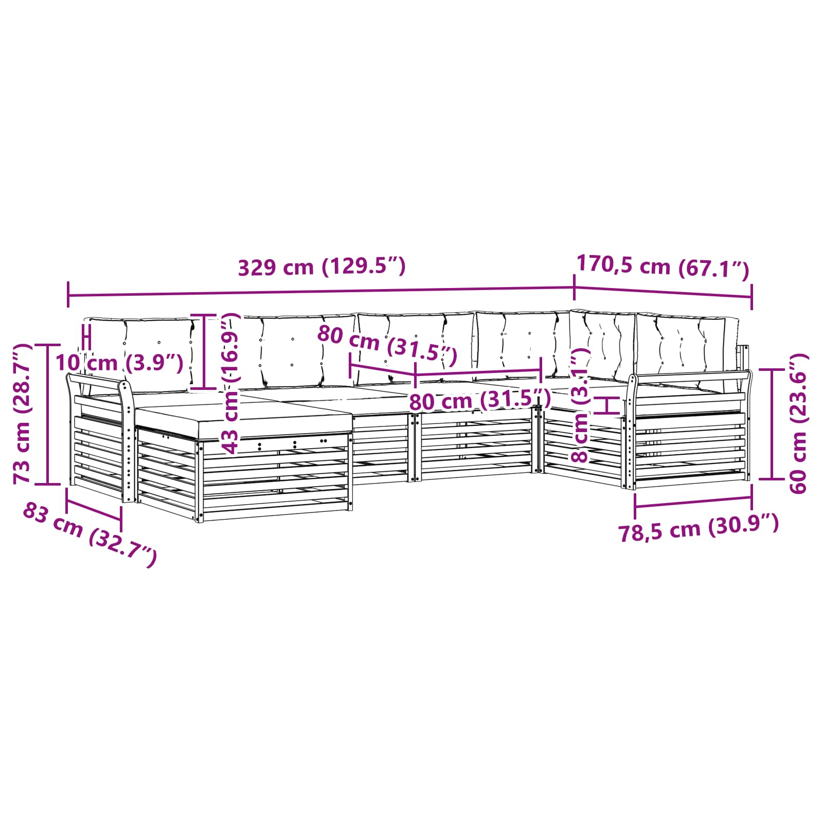 Outdoor-Sofagarnitur 6 stk. Natur und Creme