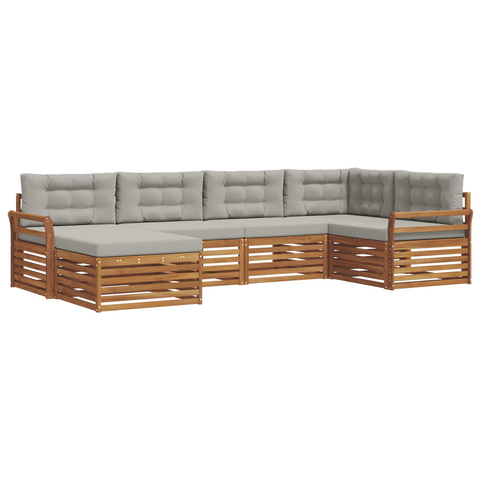 Outdoor-Sofagarnitur mit Kissen 6 pcs Natürlich und Hellgrau