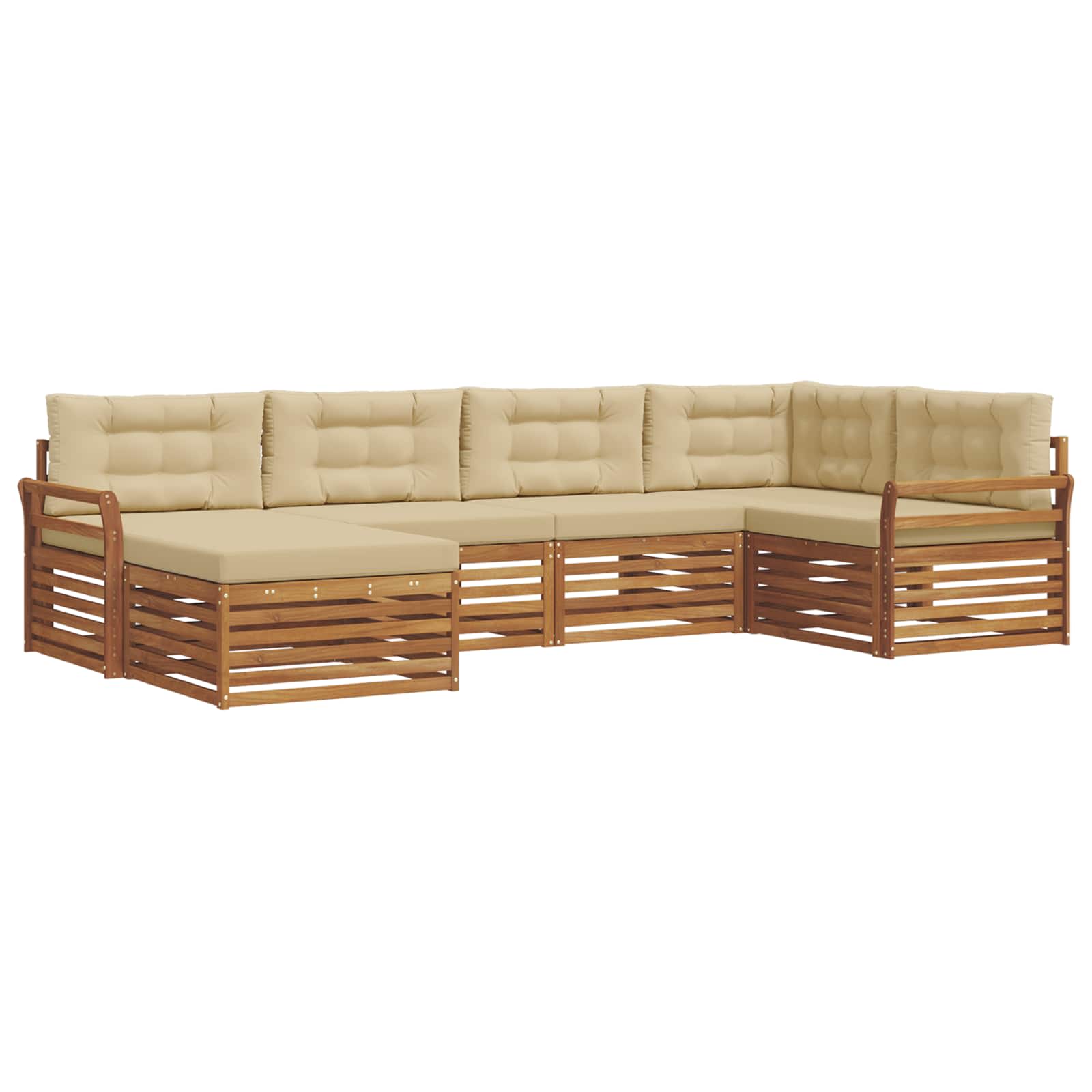Outdoor-Sofagarnitur mit Kissen 6 pcs Natur und Beige