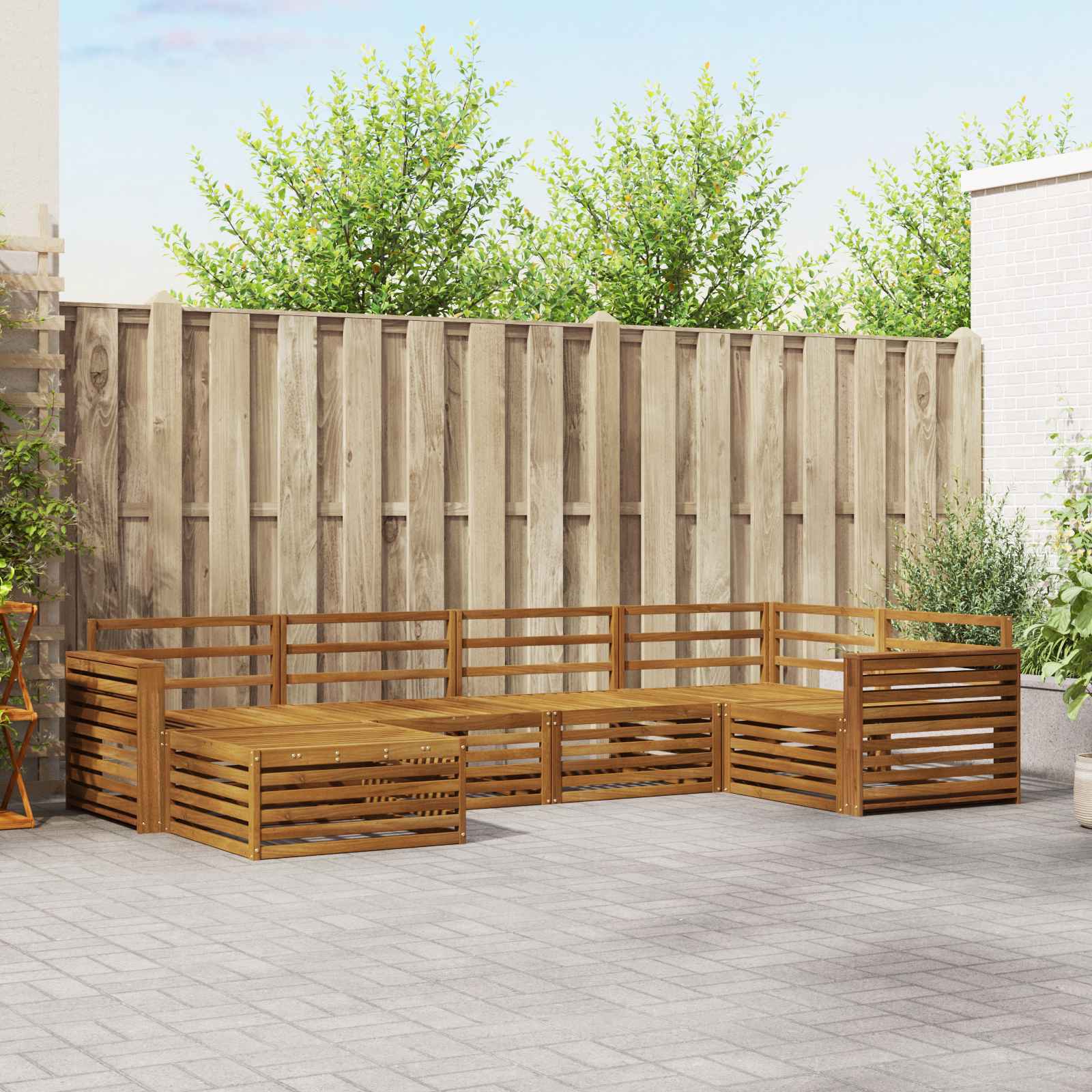 Outdoor-Sofagarnitur 6 pcs Natur