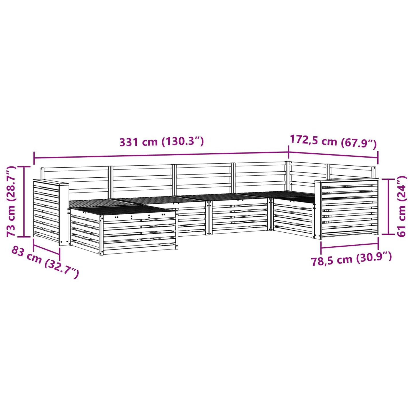 Outdoor-Sofagarnitur 6 pcs Natur