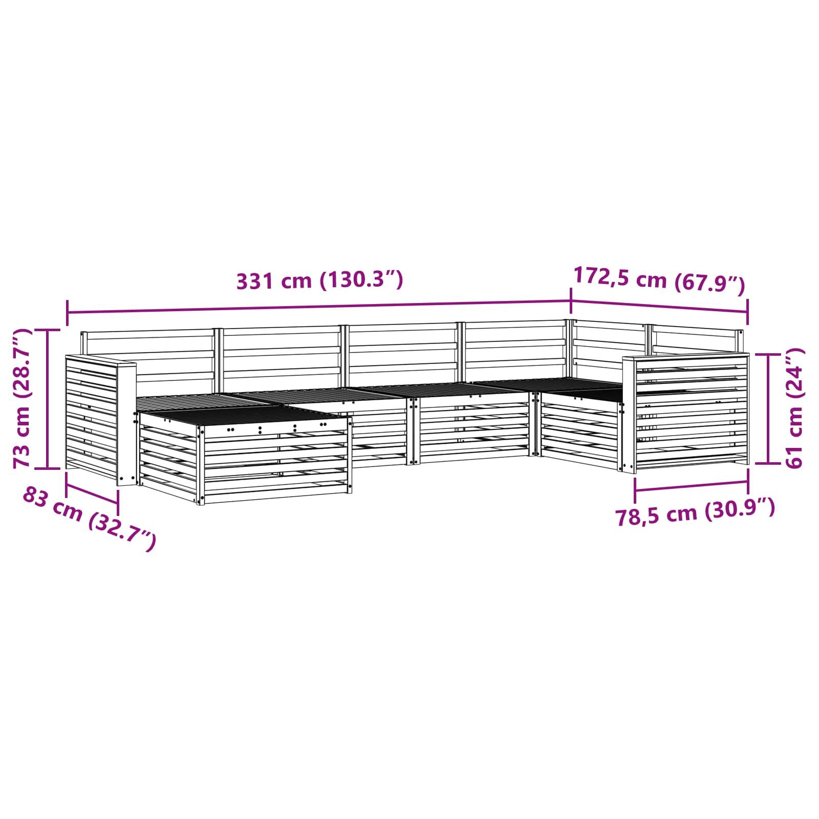 Outdoor-Sofagarnitur 6 pcs Natur