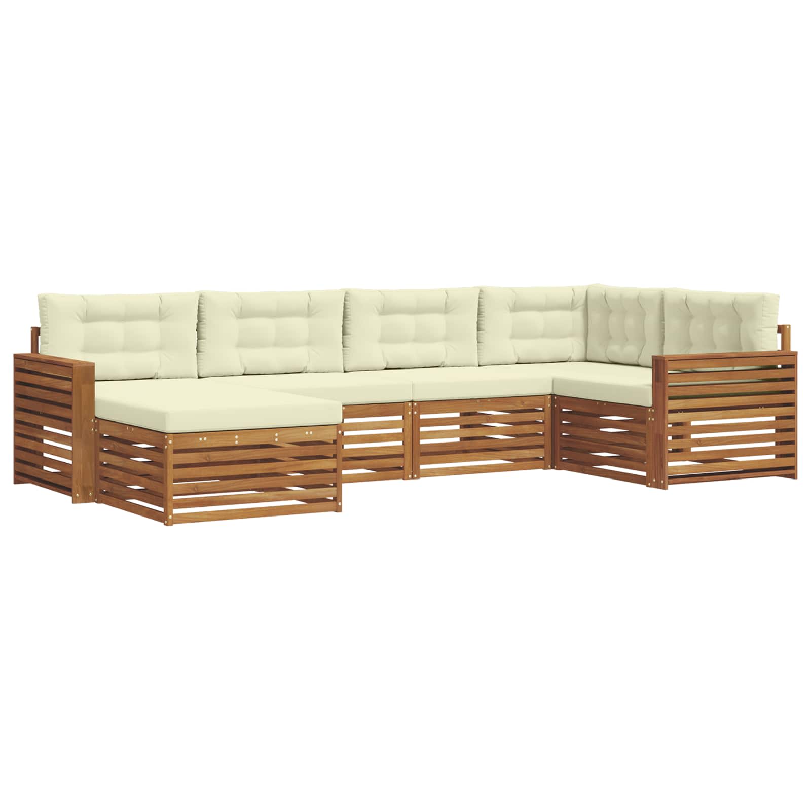 Outdoor-Sofagarnitur mit Kissen 6 pcs Natur und Creme