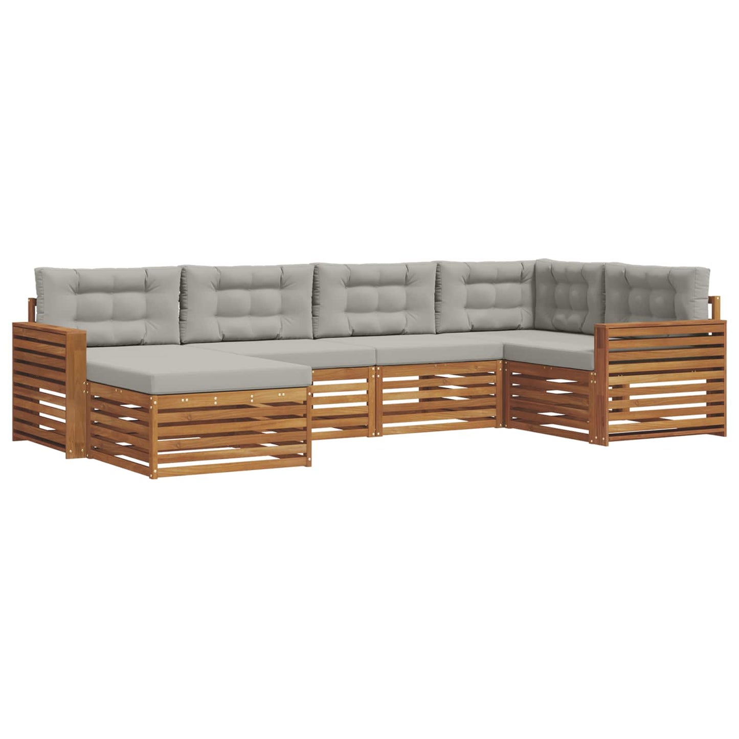 Outdoor-Sofagarnitur mit Kissen 6 pcs Natürlich und Hellgrau