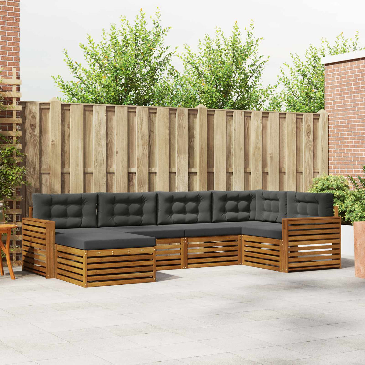 Outdoor-Sofagarnitur 6 stk. Natur und Anthrazit