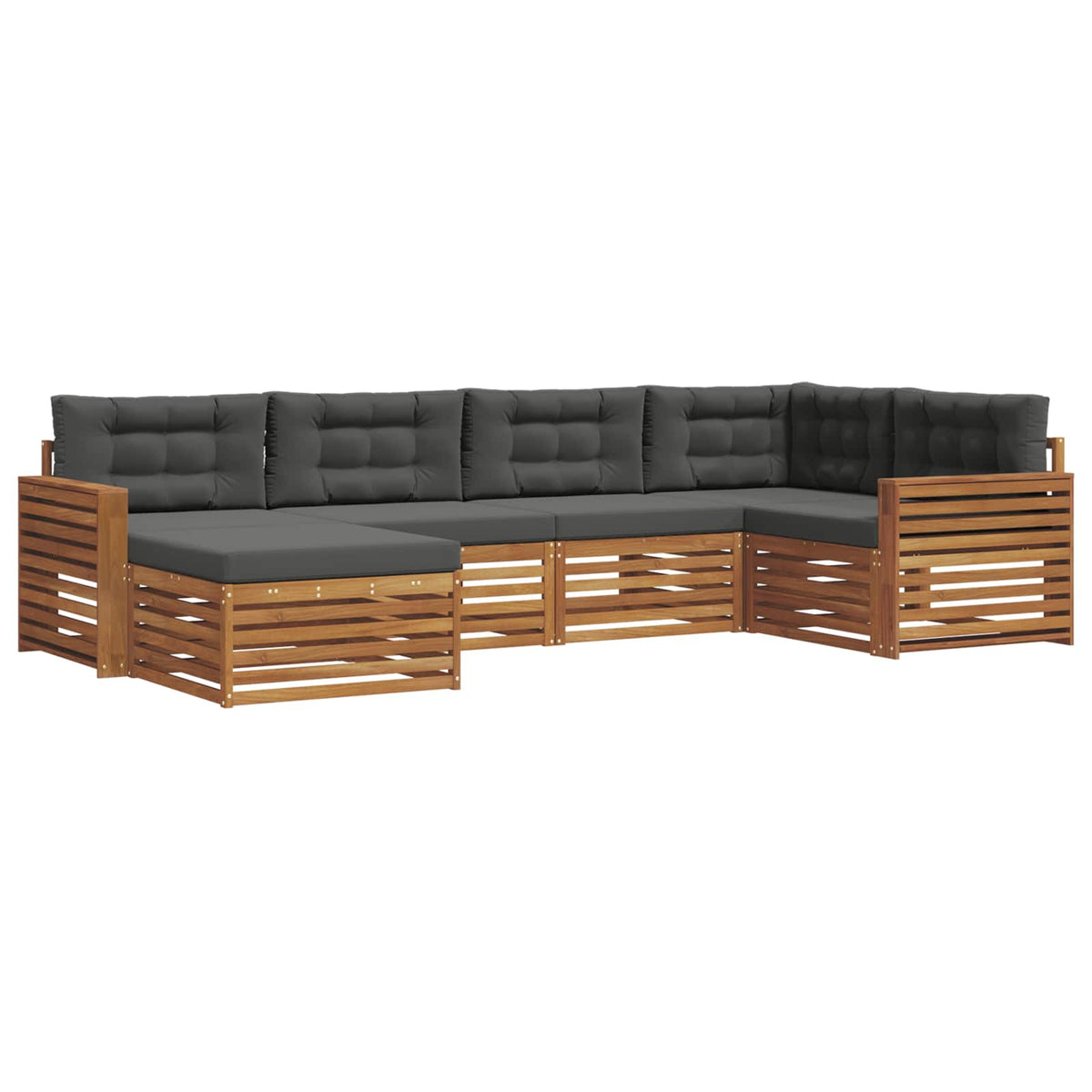 Outdoor-Sofagarnitur 6 stk. Natur und Anthrazit