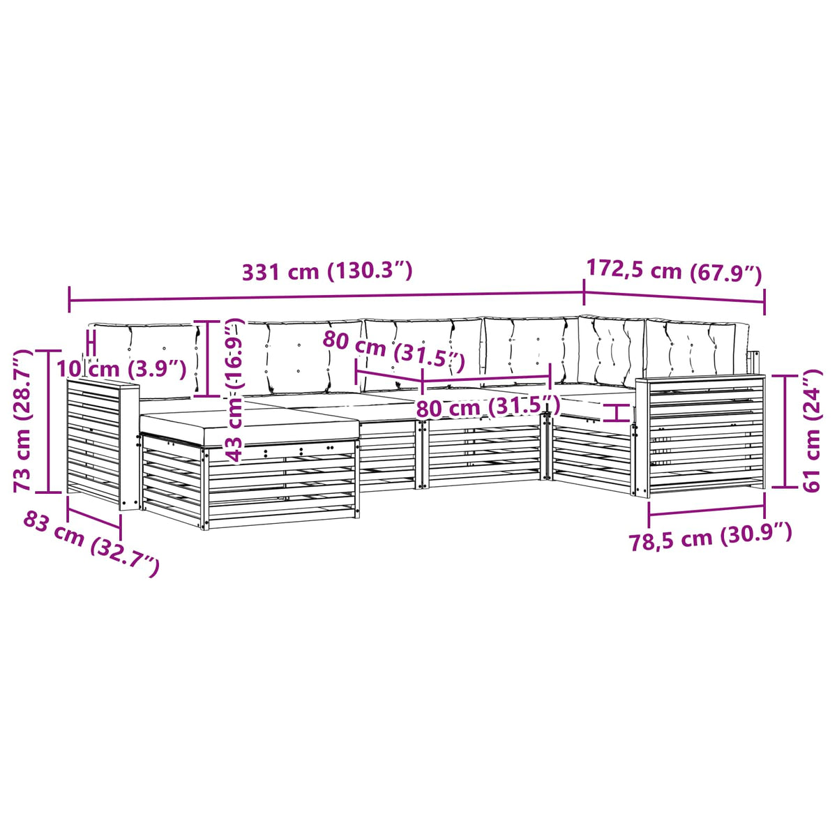 Outdoor-Sofagarnitur 6 stk. Natur und Anthrazit