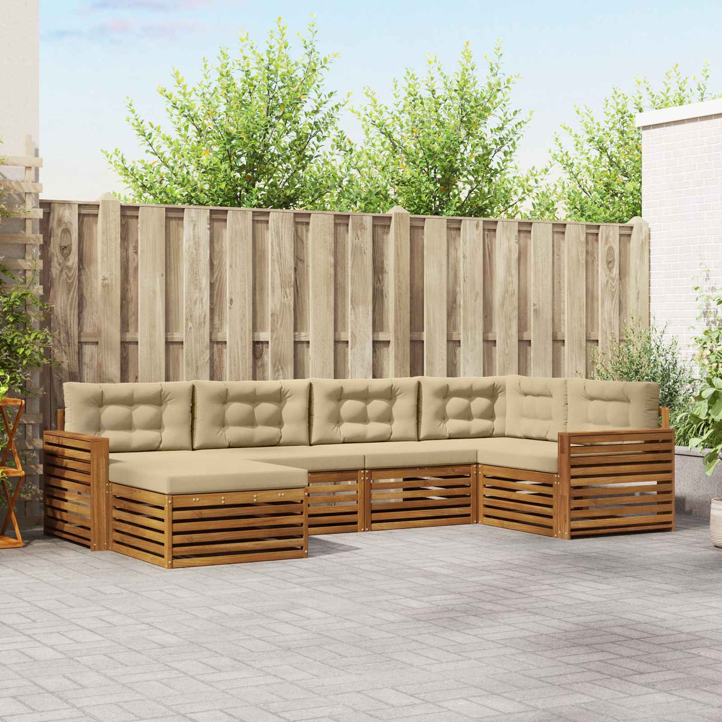 Outdoor-Sofagarnitur 6 stk. Natur und Beige