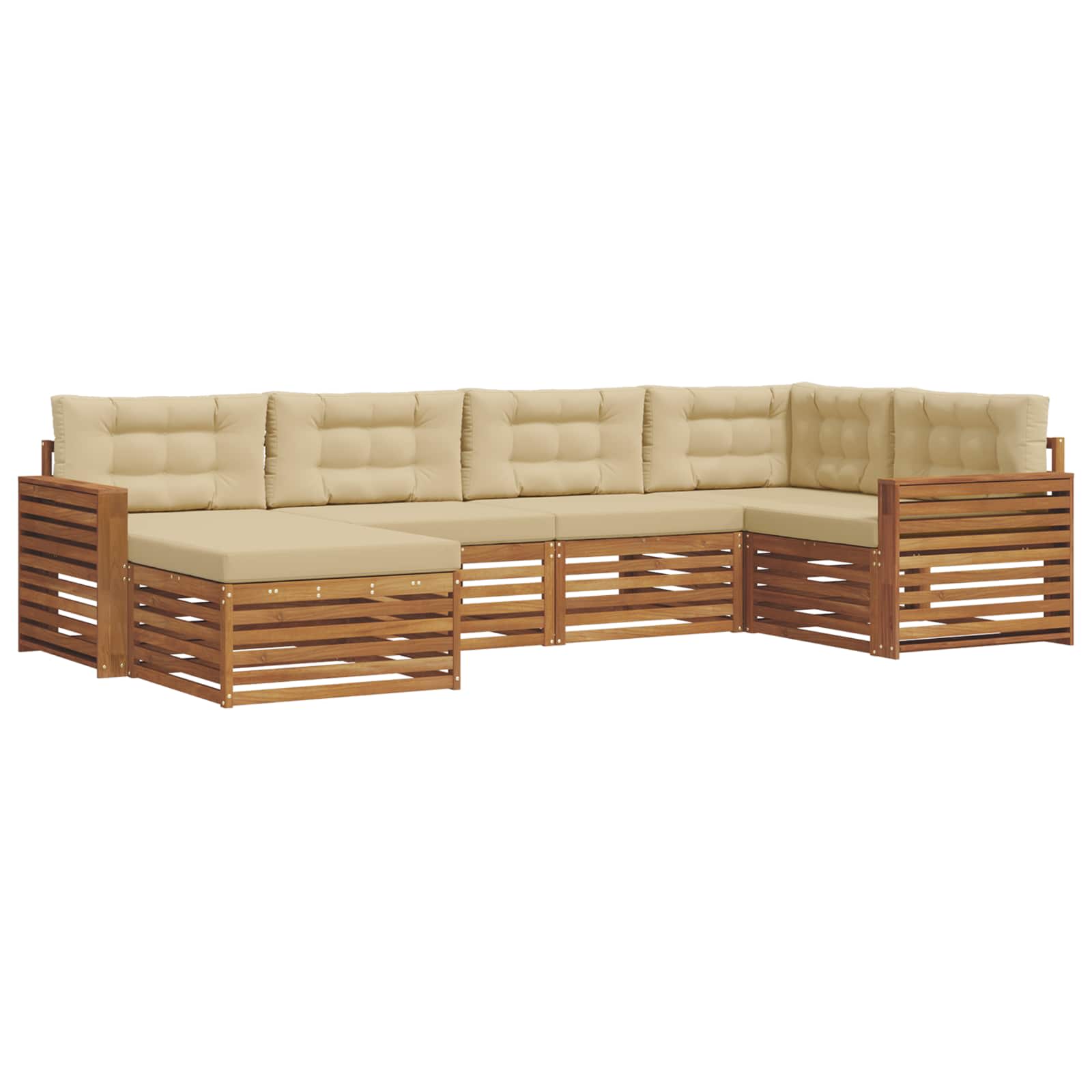 Outdoor-Sofagarnitur 6 stk. Natur und Beige