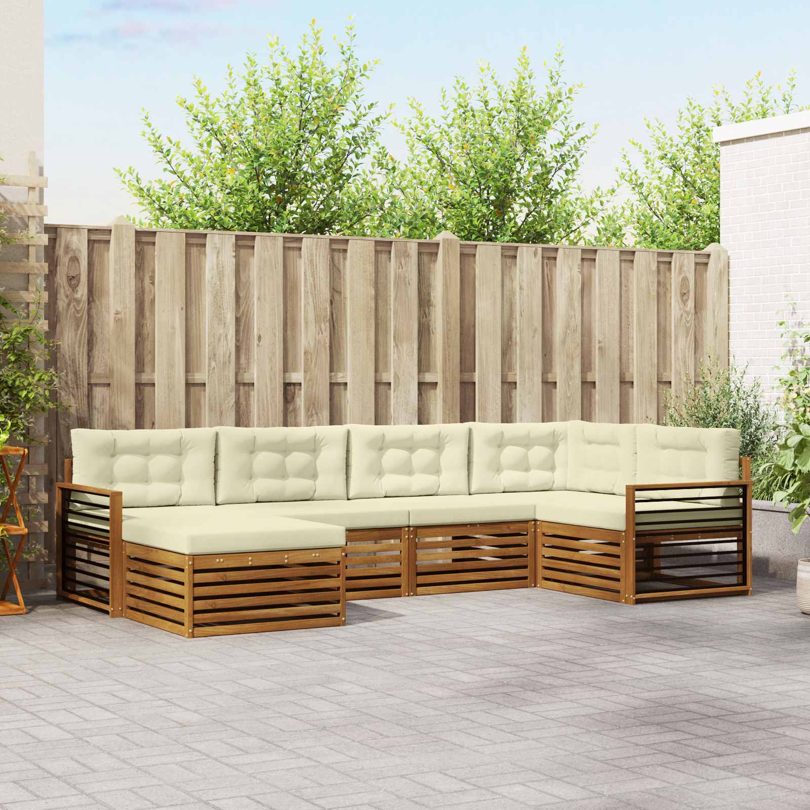 Outdoor-Sofagarnitur 6 stk. Natur und Creme
