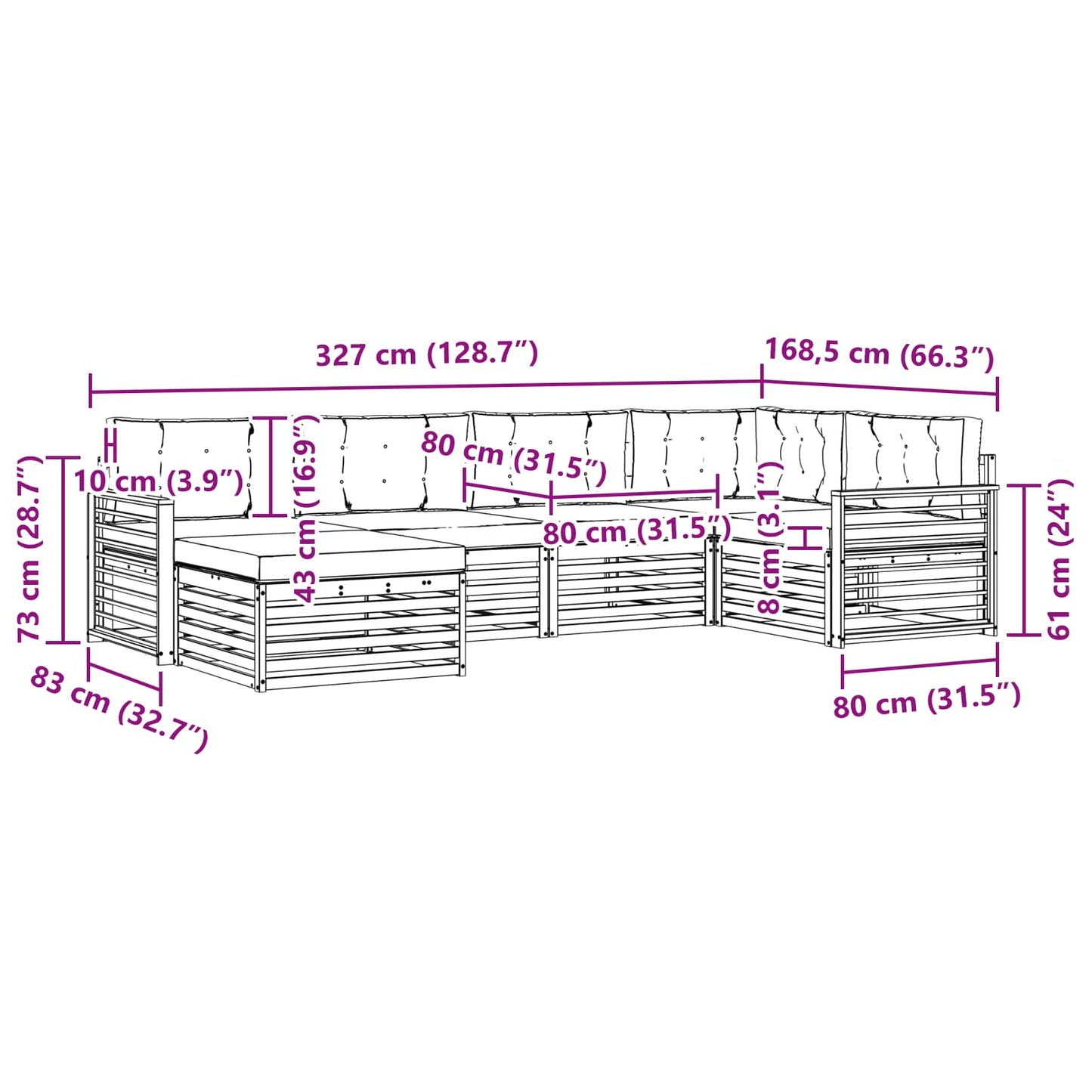 Outdoor-Sofagarnitur 6 stk. Natur und Creme