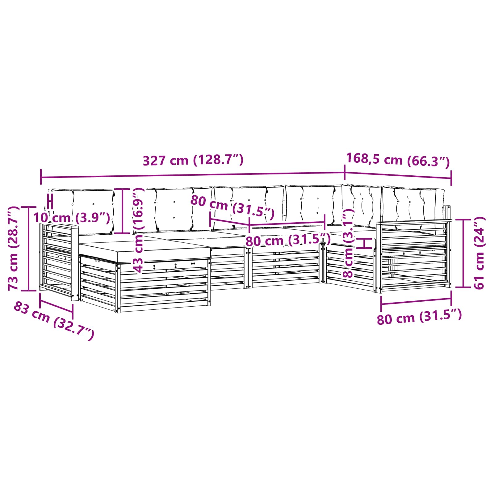 Outdoor-Sofagarnitur 6 stk. Natur und Creme