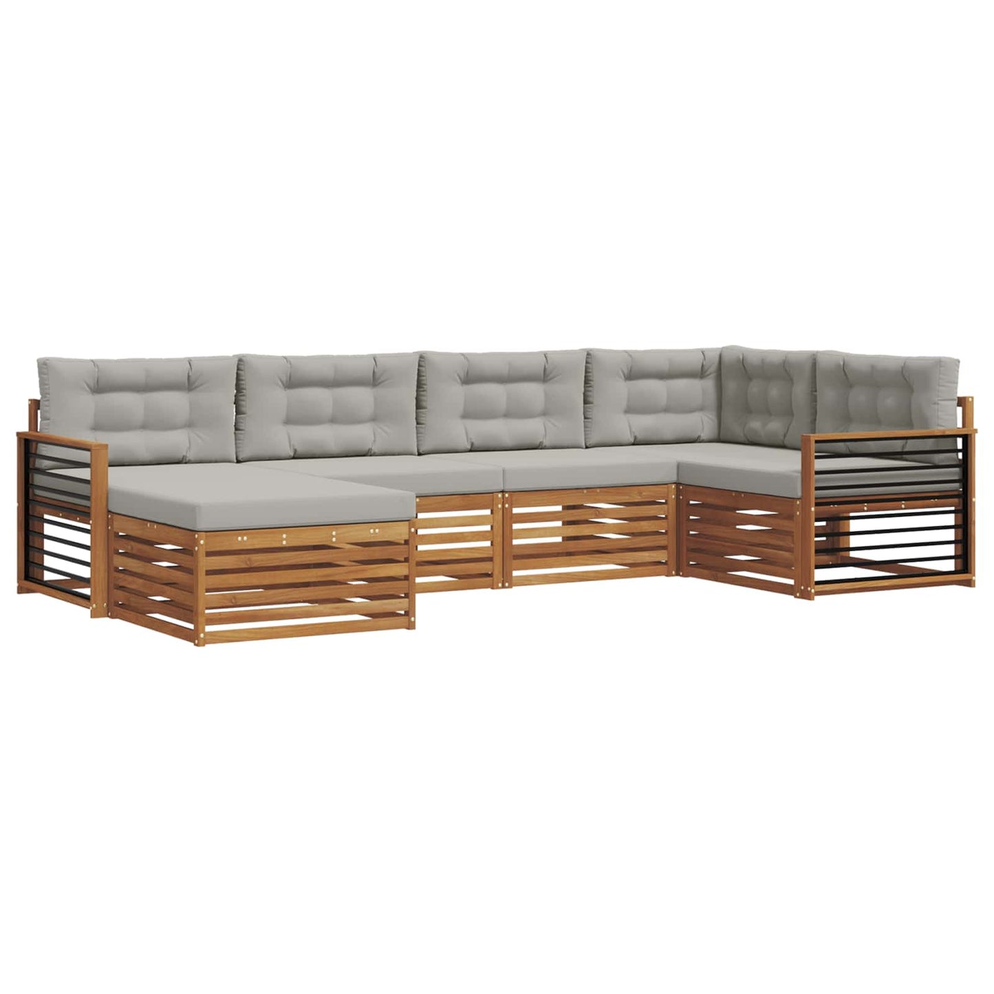 Outdoor-Sofagarnitur mit Kissen 6 pcs Natürlich und Hellgrau