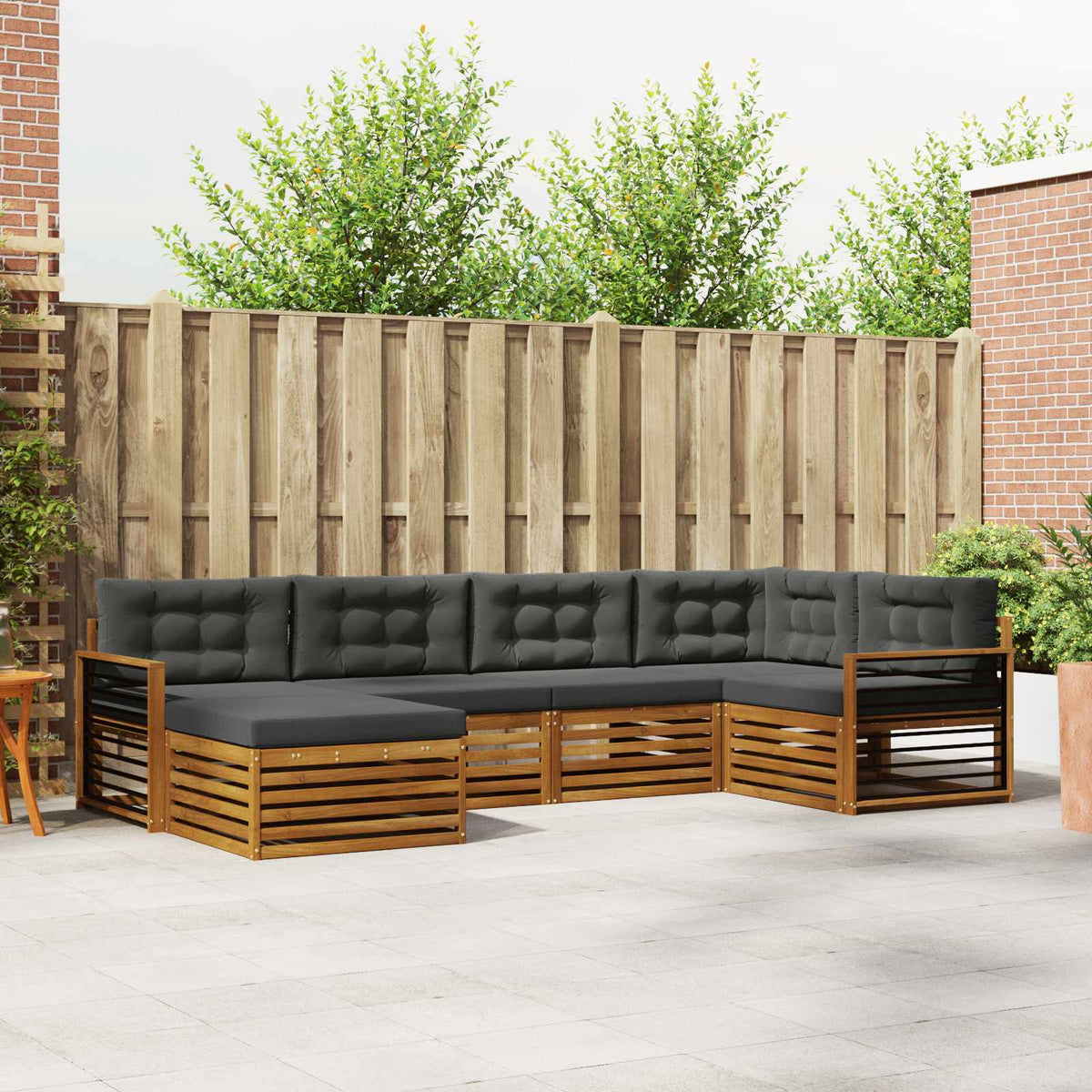 Outdoor-Sofagarnitur 6 stk. Natur und Anthrazit