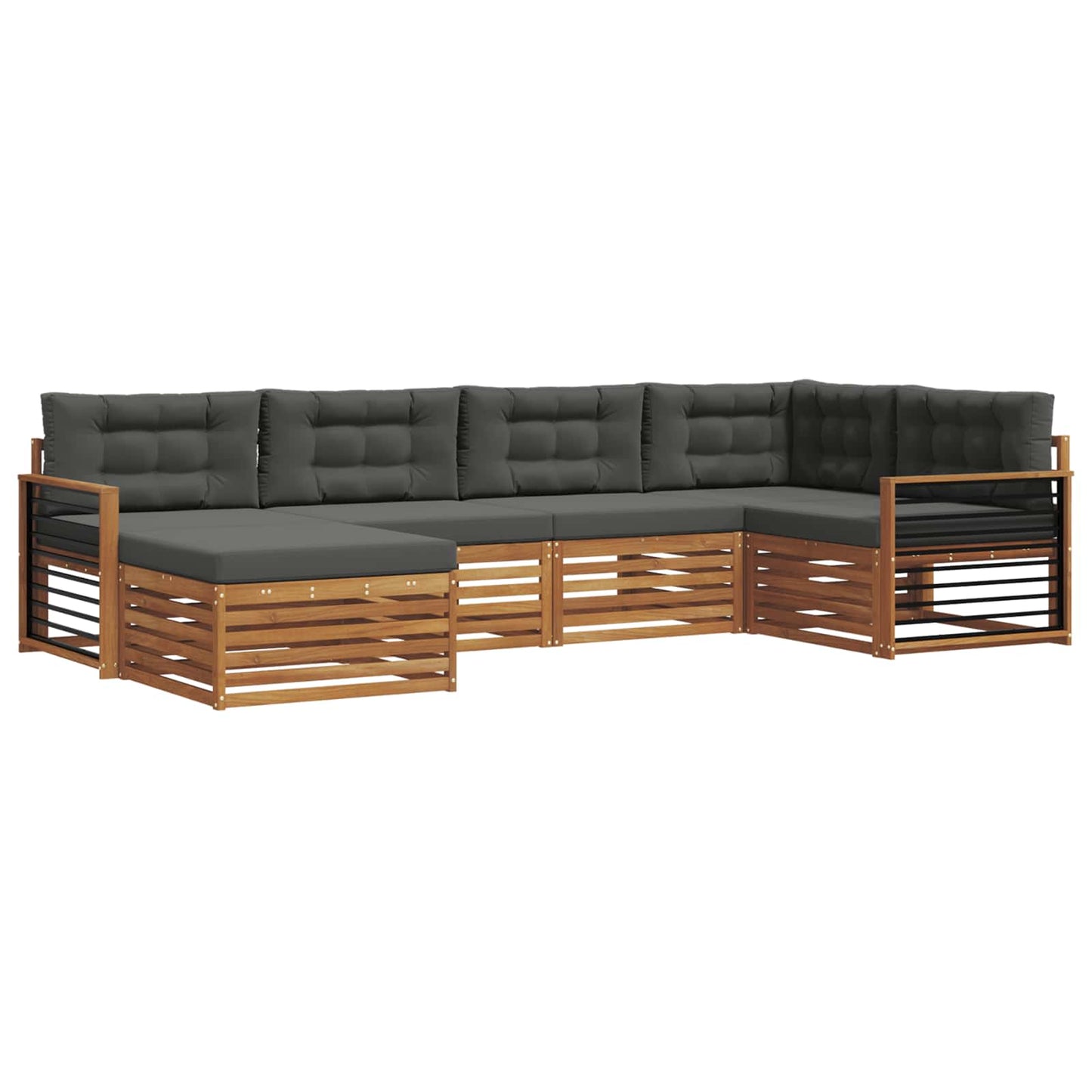 Outdoor-Sofagarnitur mit Kissen 6 pcs Natur und Anthrazit