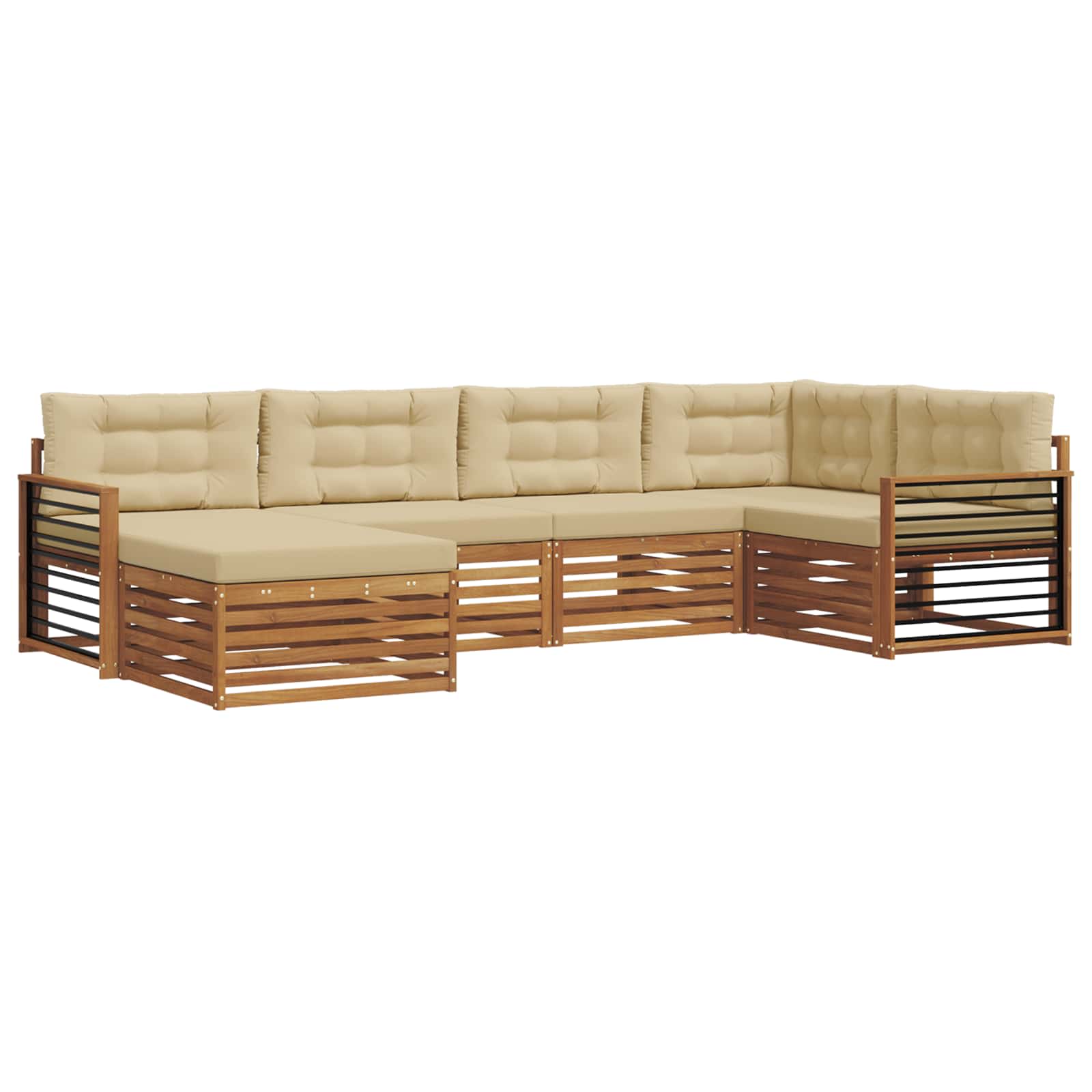 Outdoor-Sofagarnitur 6 stk. Natur und Beige