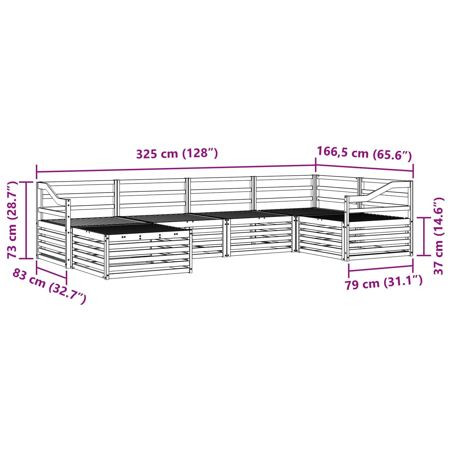 Outdoor-Sofagarnitur 6 pcs Natur