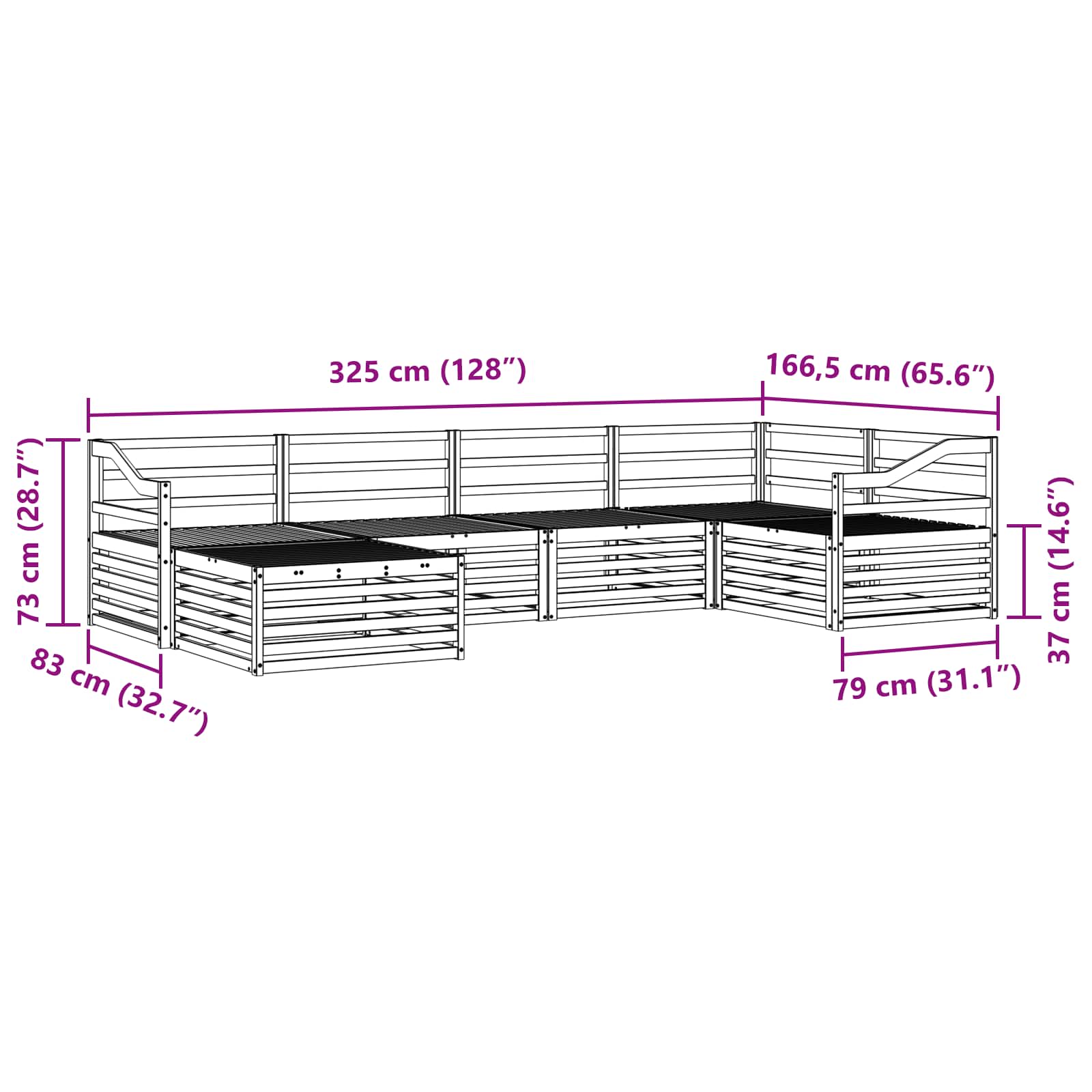 Outdoor-Sofagarnitur 6 pcs Natur