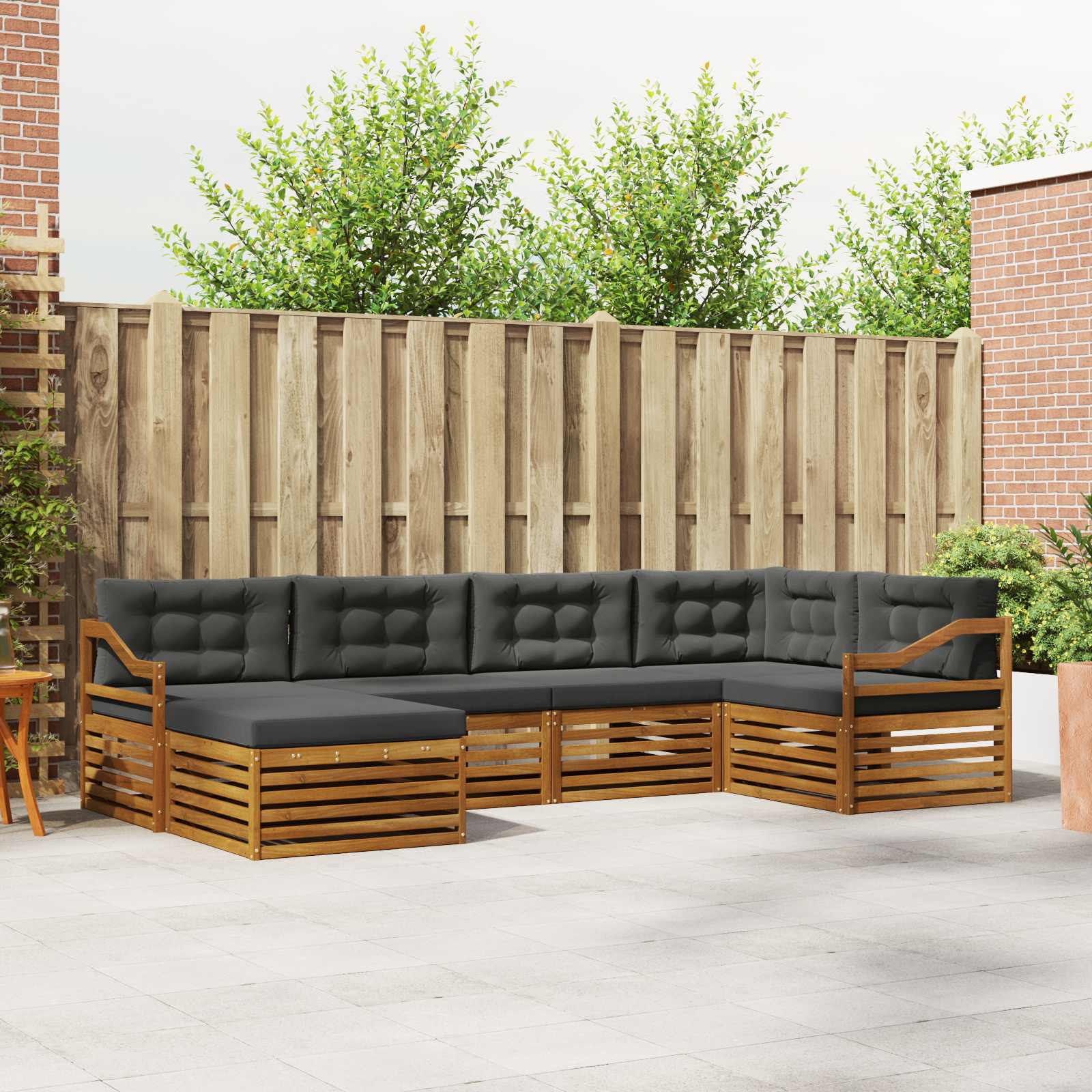 Outdoor-Sofagarnitur 6 stk. Natur und Anthrazit