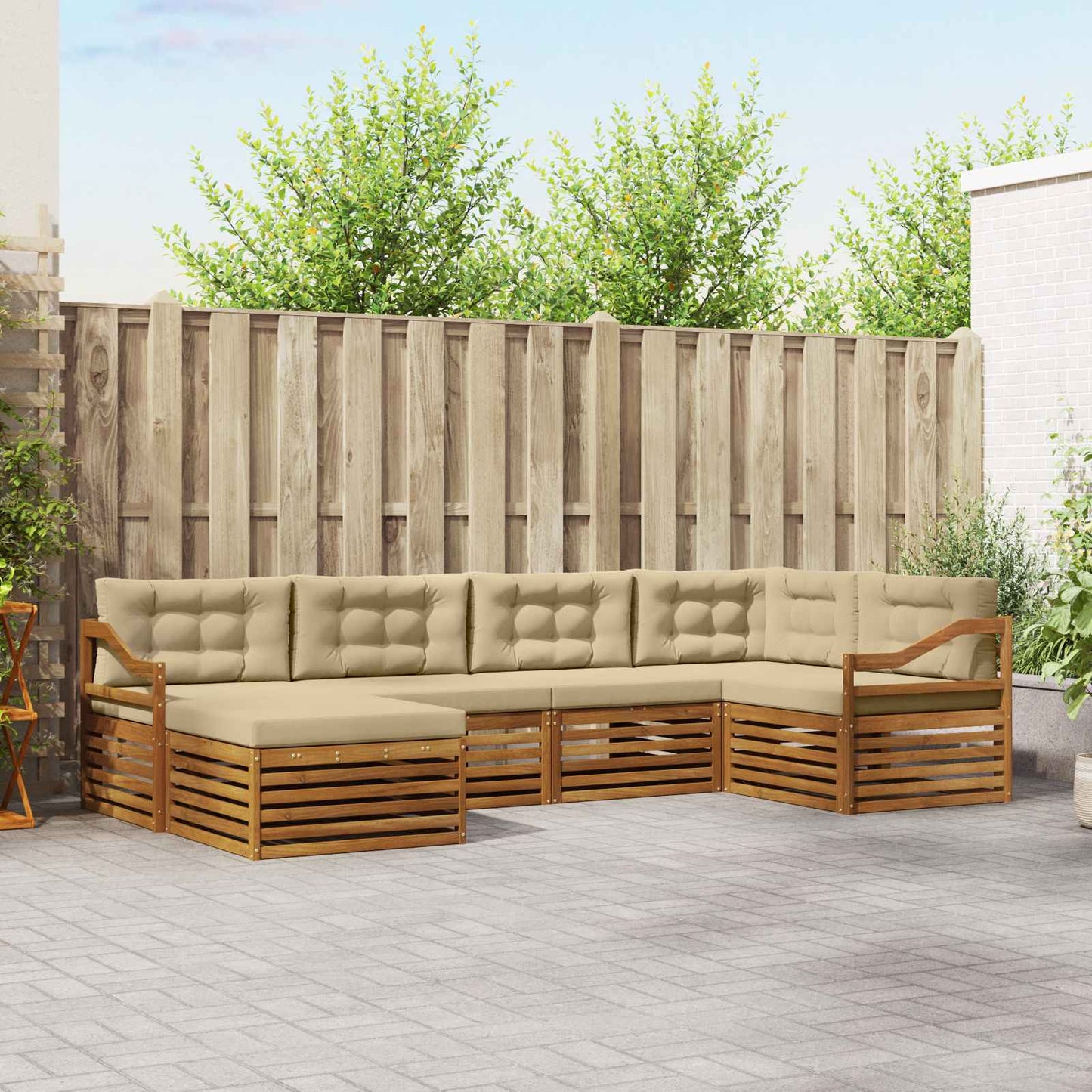 Outdoor-Sofagarnitur 6 stk. Natur und Beige