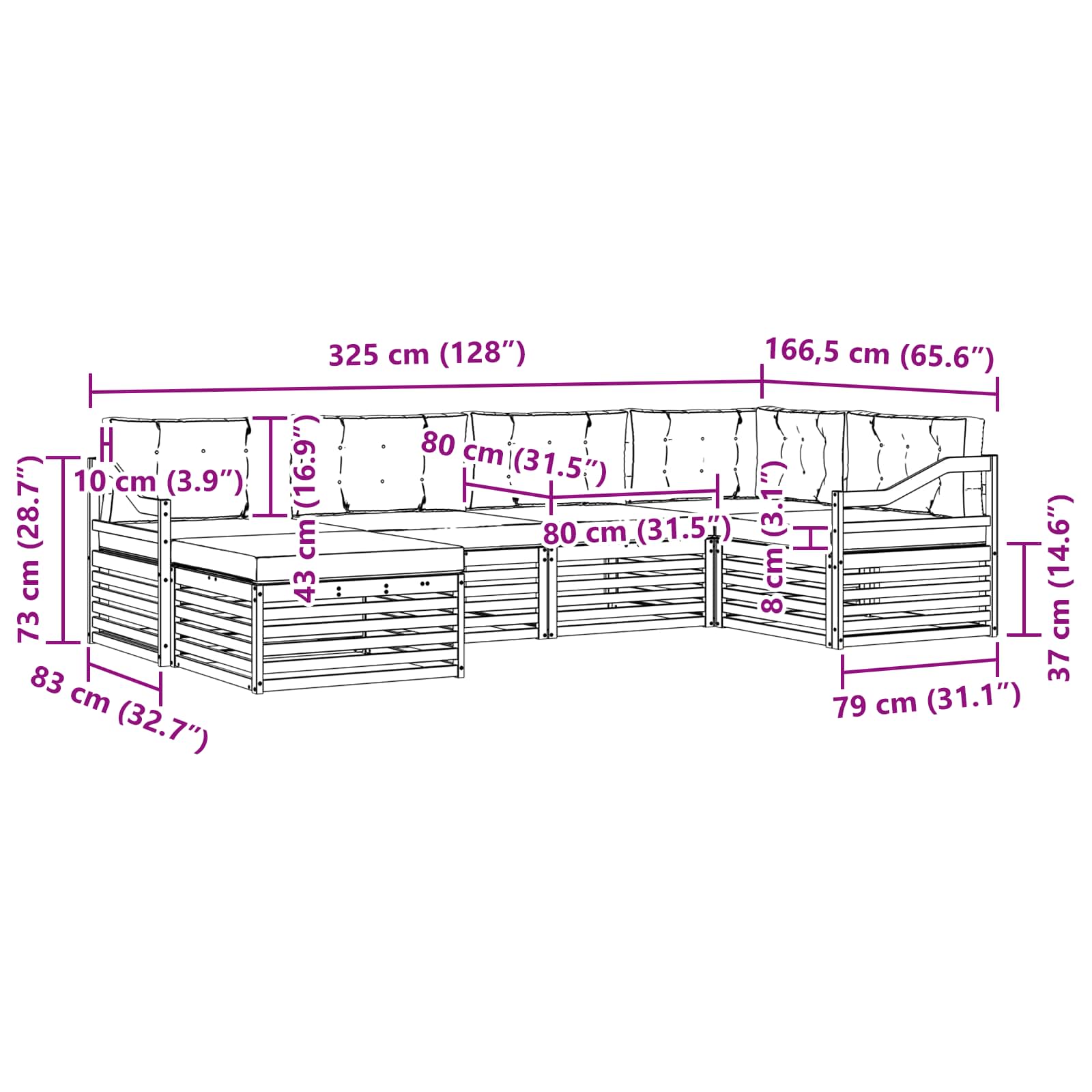 Outdoor-Sofagarnitur 6 stk. Natur und Beige