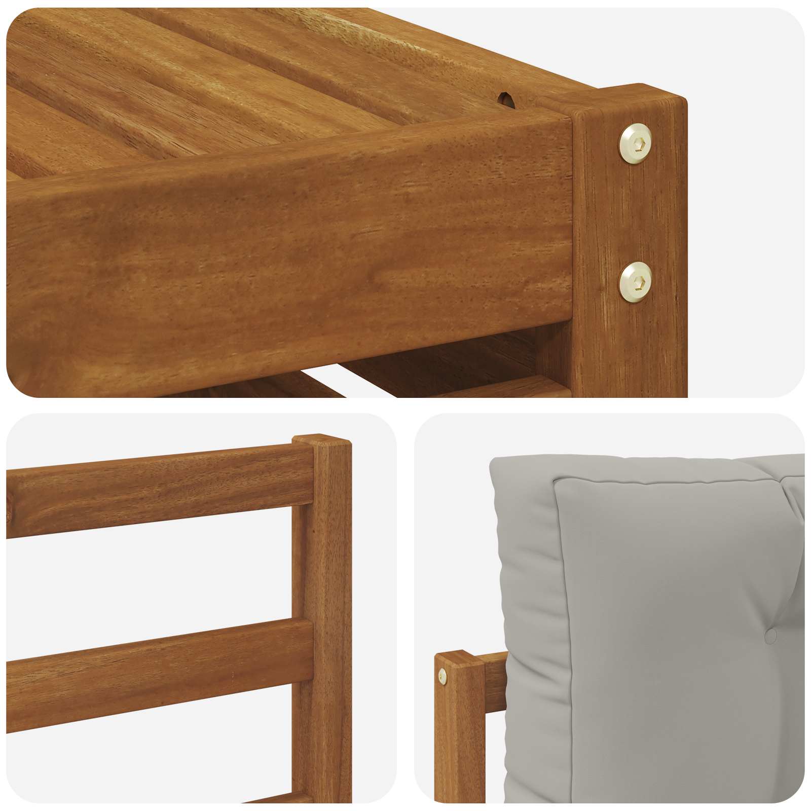 Outdoor-Sofagarnitur mit Kissen 7 pcs Natürlich und Hellgrau