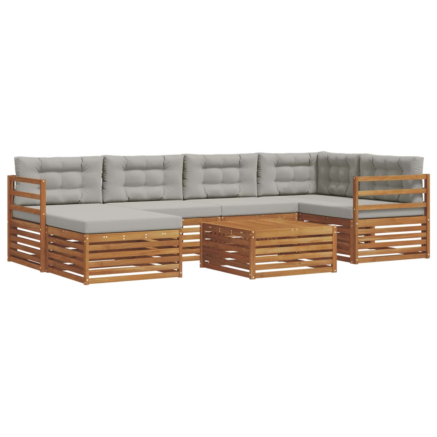 Outdoor-Sofagarnitur mit Kissen 7 pcs Natürlich und Hellgrau