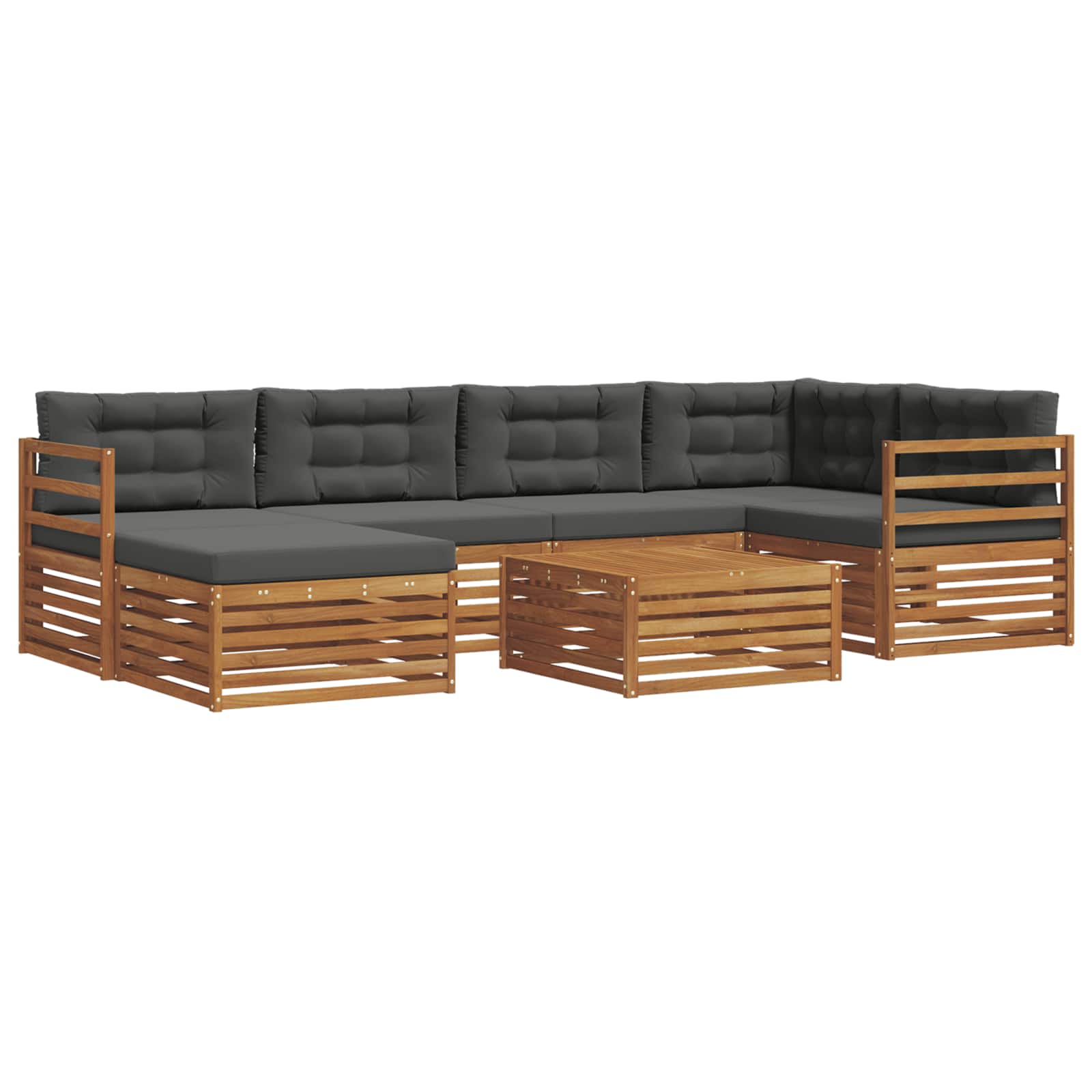 Outdoor-Sofagarnitur mit Kissen 7 pcs Natur und Anthrazit